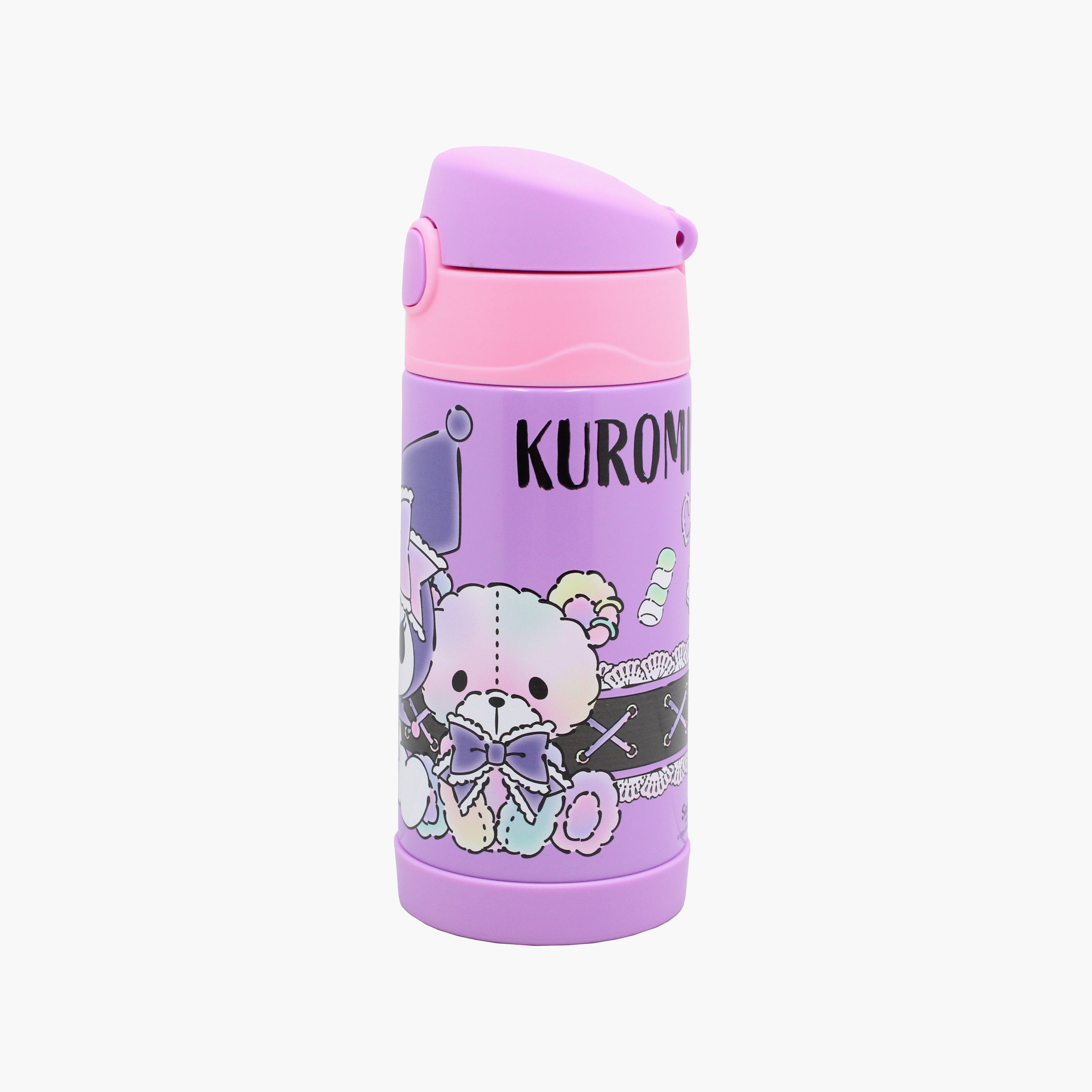 Sanrio Kuromi Stainless Steel Water Bottle with Flip-Top Spout & BPA Free - 350 ml-school-waterbottles-image-2
