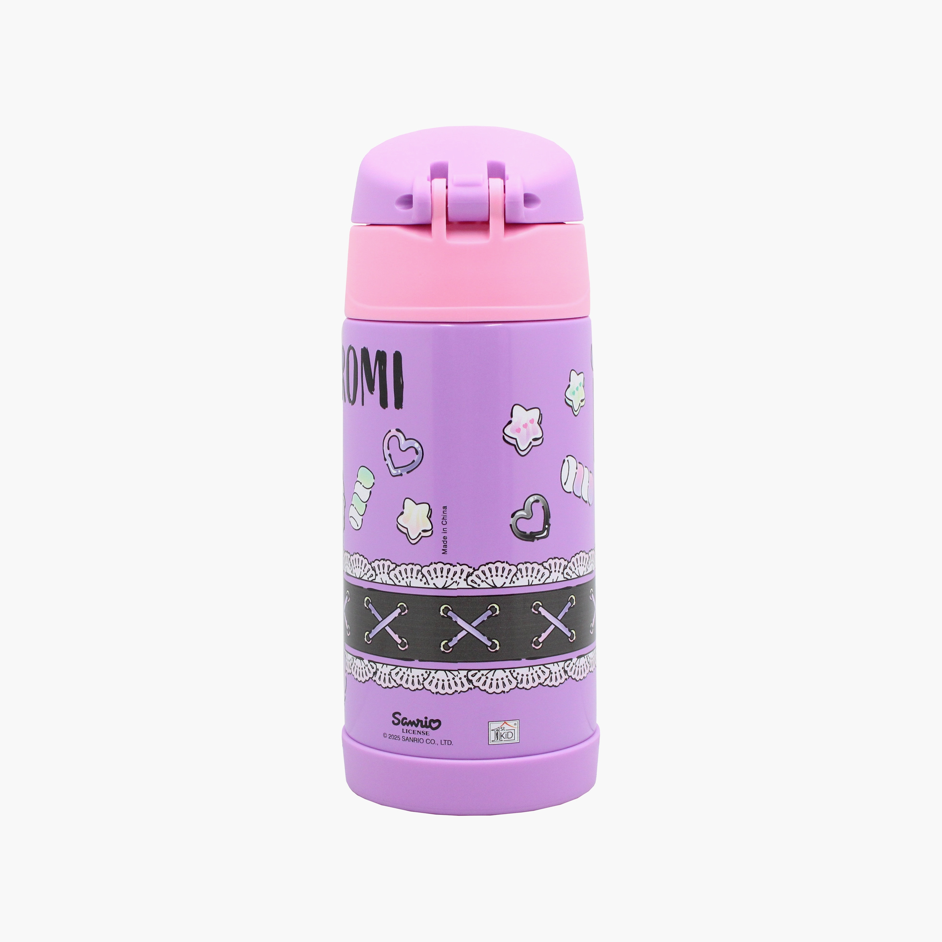 Sanrio Kuromi Stainless Steel Water Bottle with Flip-Top Spout & BPA Free - 350 ml-school-waterbottles-image-3