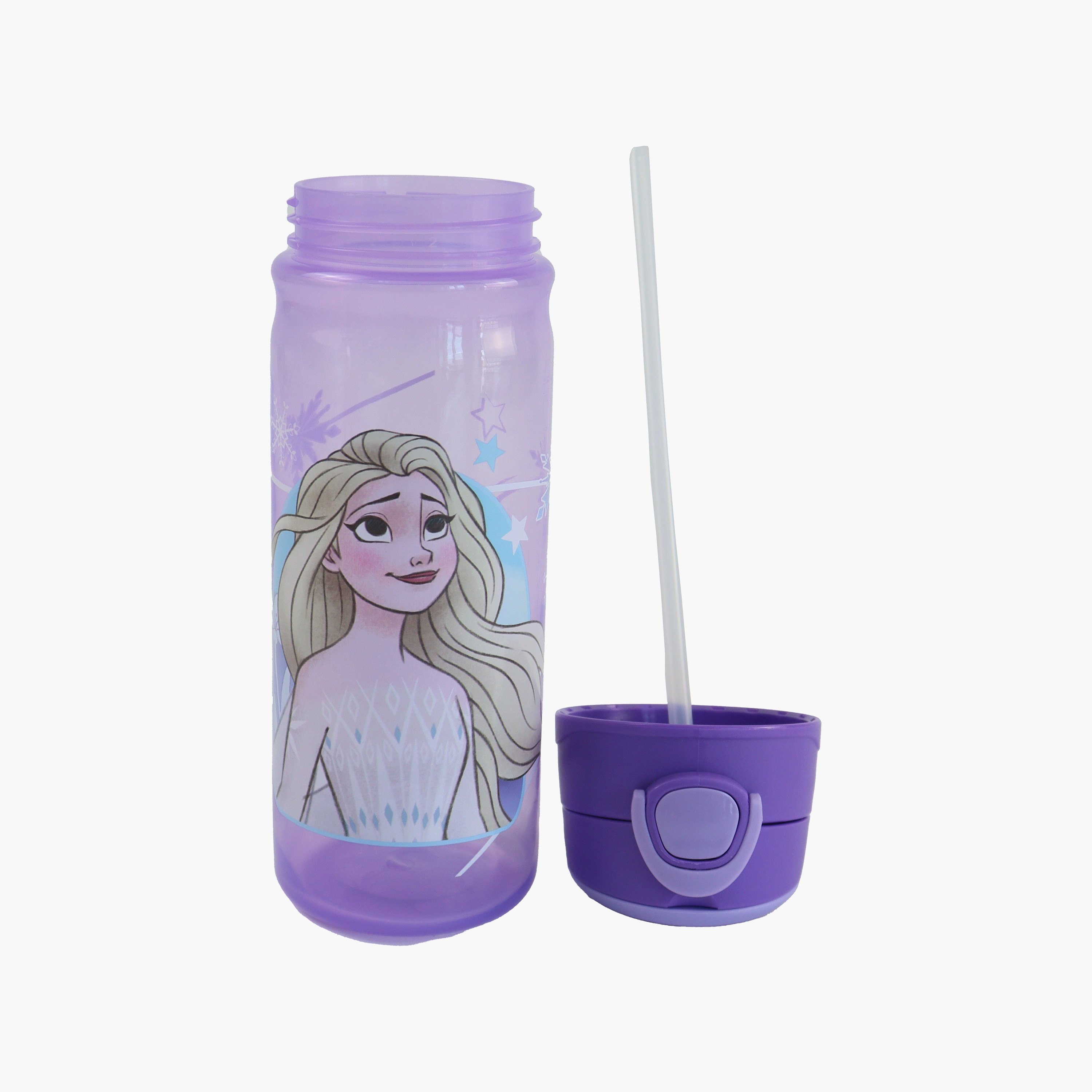 زجاجة مياه بولي بروبيلين فروزن إلسا مع ماصة قابلة للطي وحزام حمل - 600 مل-school-waterbottles-image-2