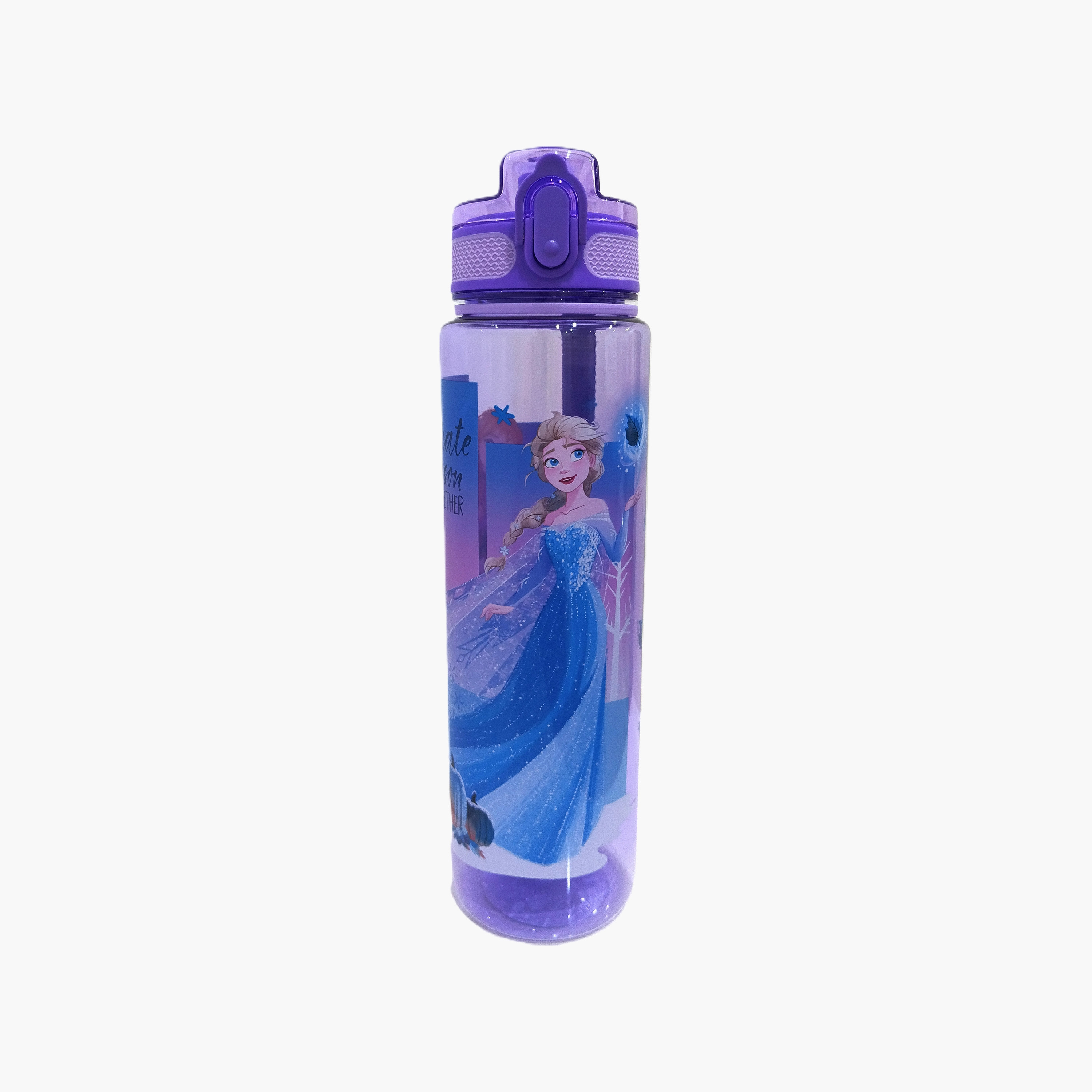 زجاجة ماء بولي بروبيلين بفوهة للشرب وحبل حمل برسمة فروزن من ديزني - 1 لتر-school-waterbottles-image-1