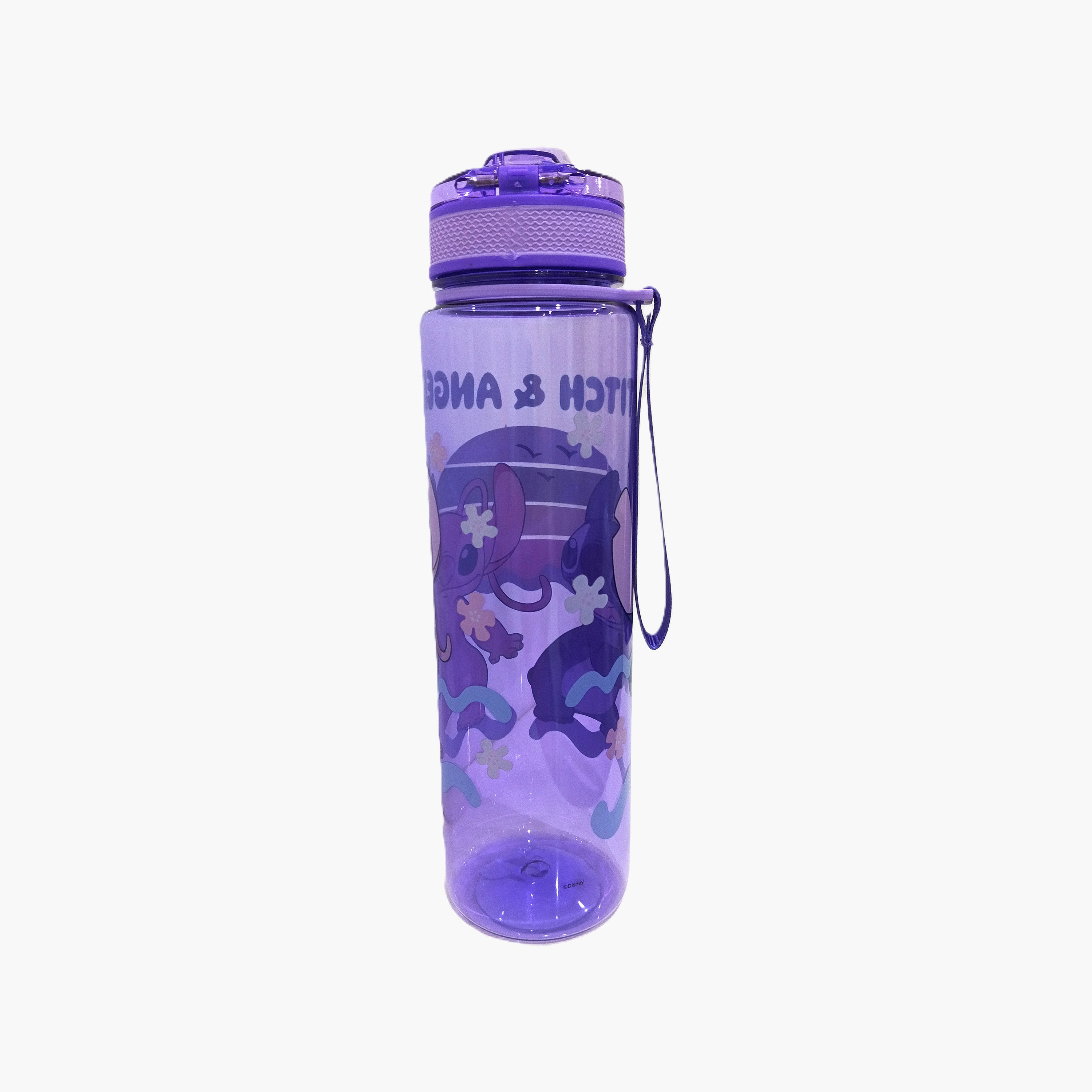 زجاجة ماء بولي بروبيلين بفوهة للشرب وحبل حمل برسمة ستيتش من ديزني - 1 لتر-school-waterbottles-image-1