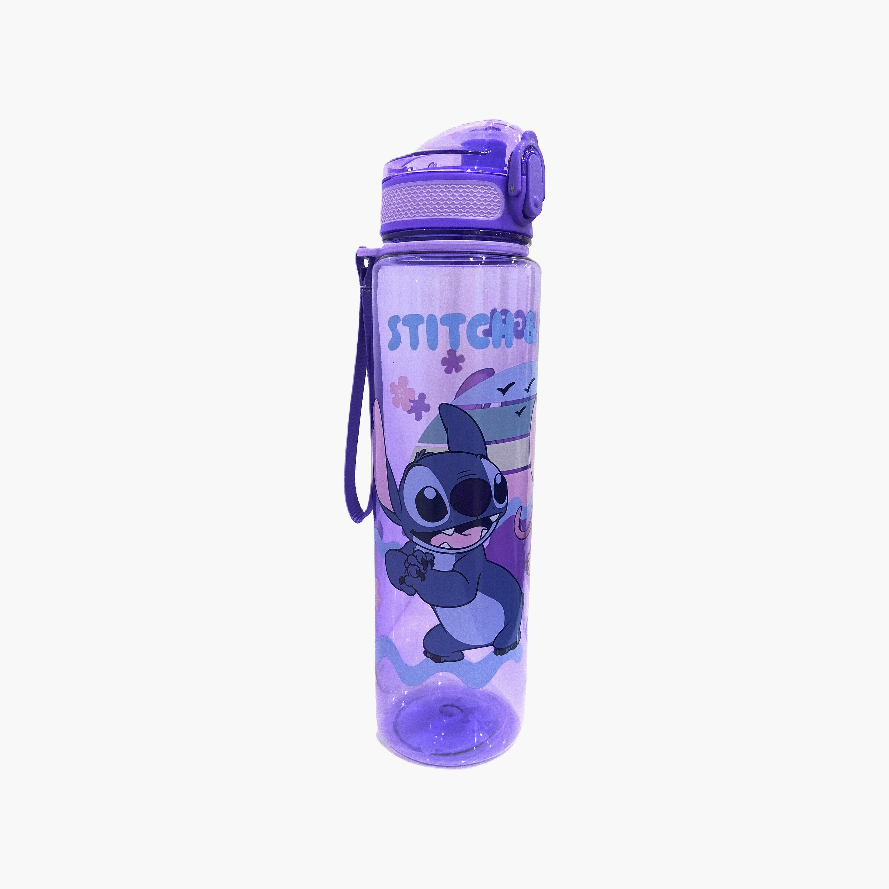 زجاجة ماء بولي بروبيلين بفوهة للشرب وحبل حمل برسمة ستيتش من ديزني - 1 لتر-school-waterbottles-image-3