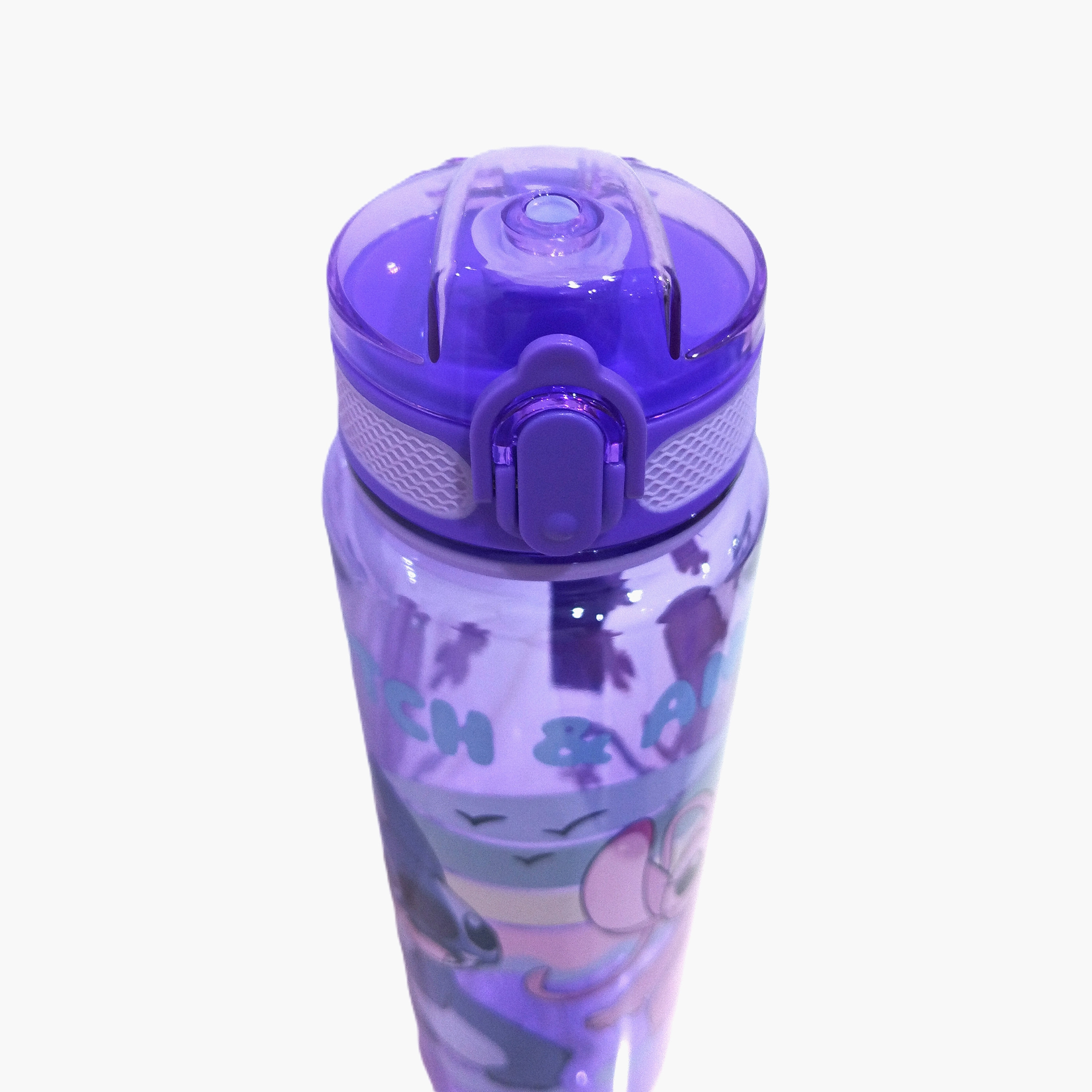 زجاجة ماء بولي بروبيلين بفوهة للشرب وحبل حمل برسمة ستيتش من ديزني - 1 لتر-school-waterbottles-image-4