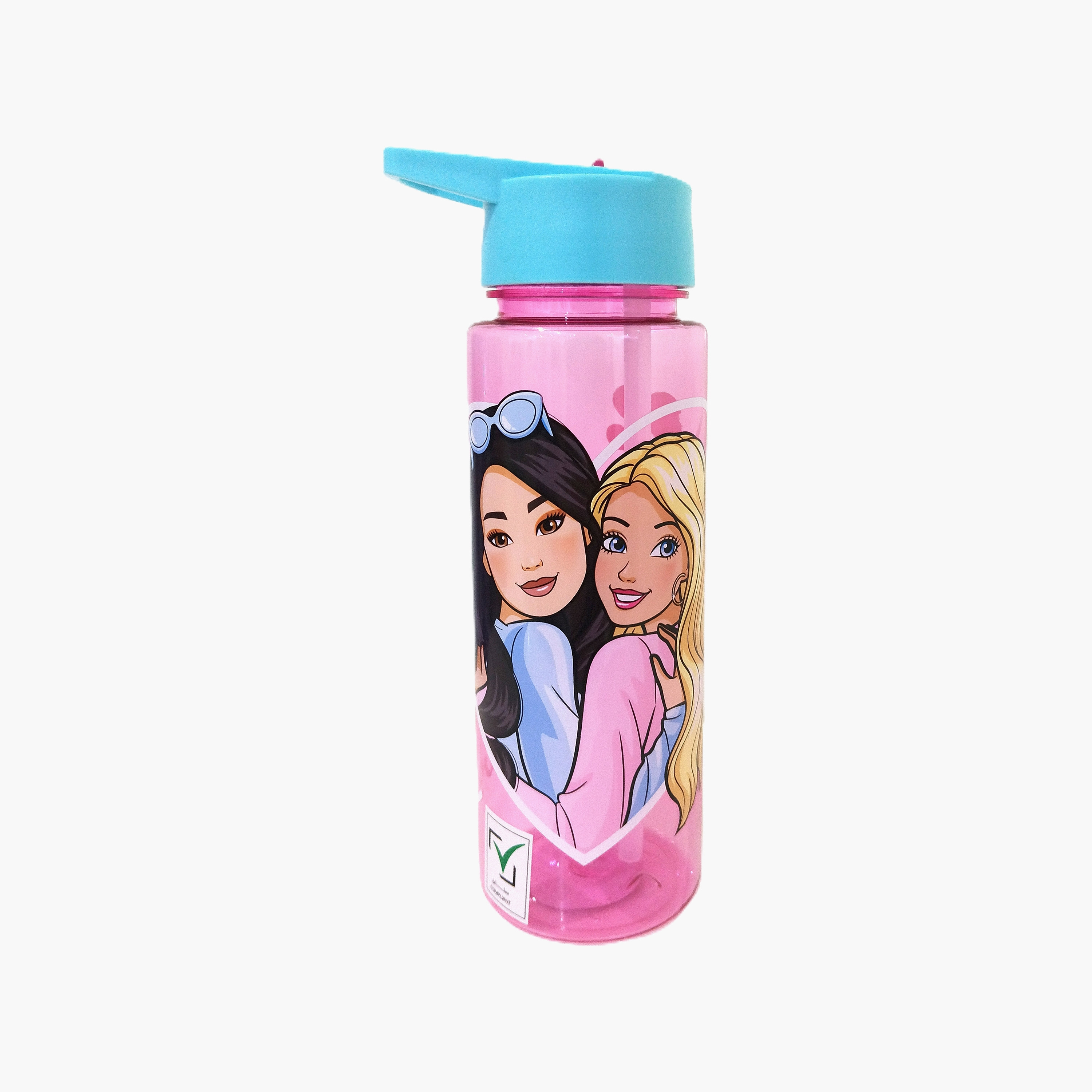 زجاجة ماء بولي بروبيلين بغطاء قابل للطي ومقبض حمل برسمة باربي - 650 مل-school-waterbottles-image-1