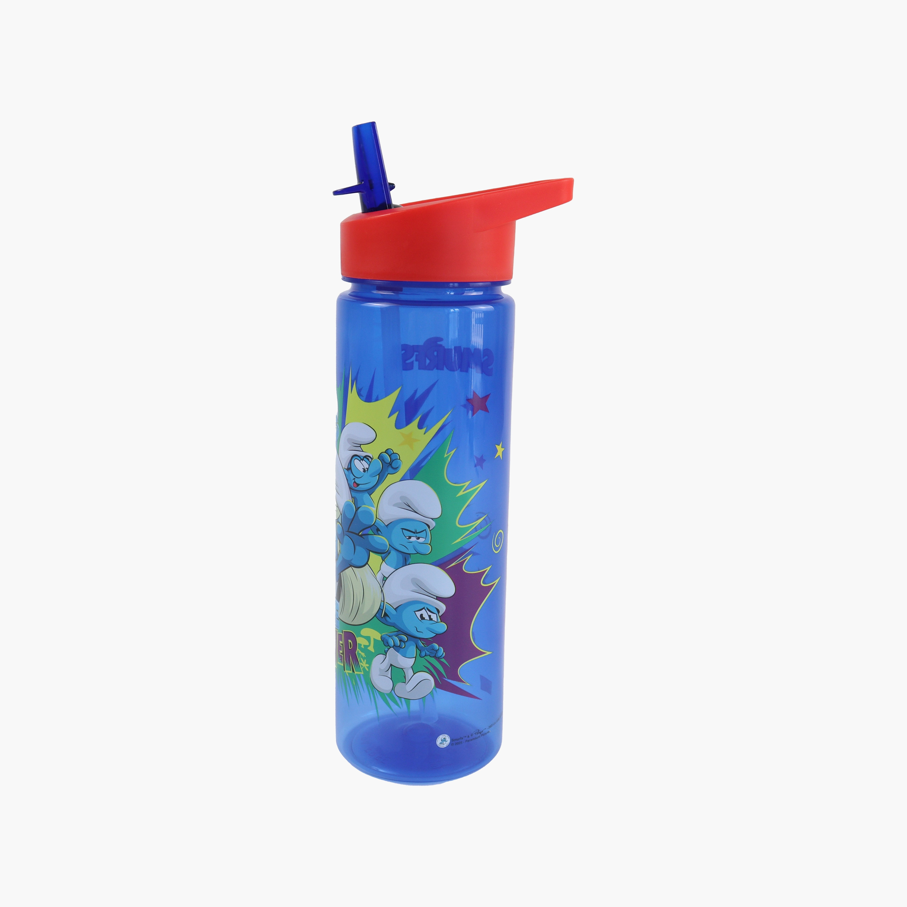 زجاجة مياه بولي بروبيلين السنافر بلو باور مع غطاء مقاوم للانسكاب ومقبض حمل - 620 مل-school-waterbottles-image-4