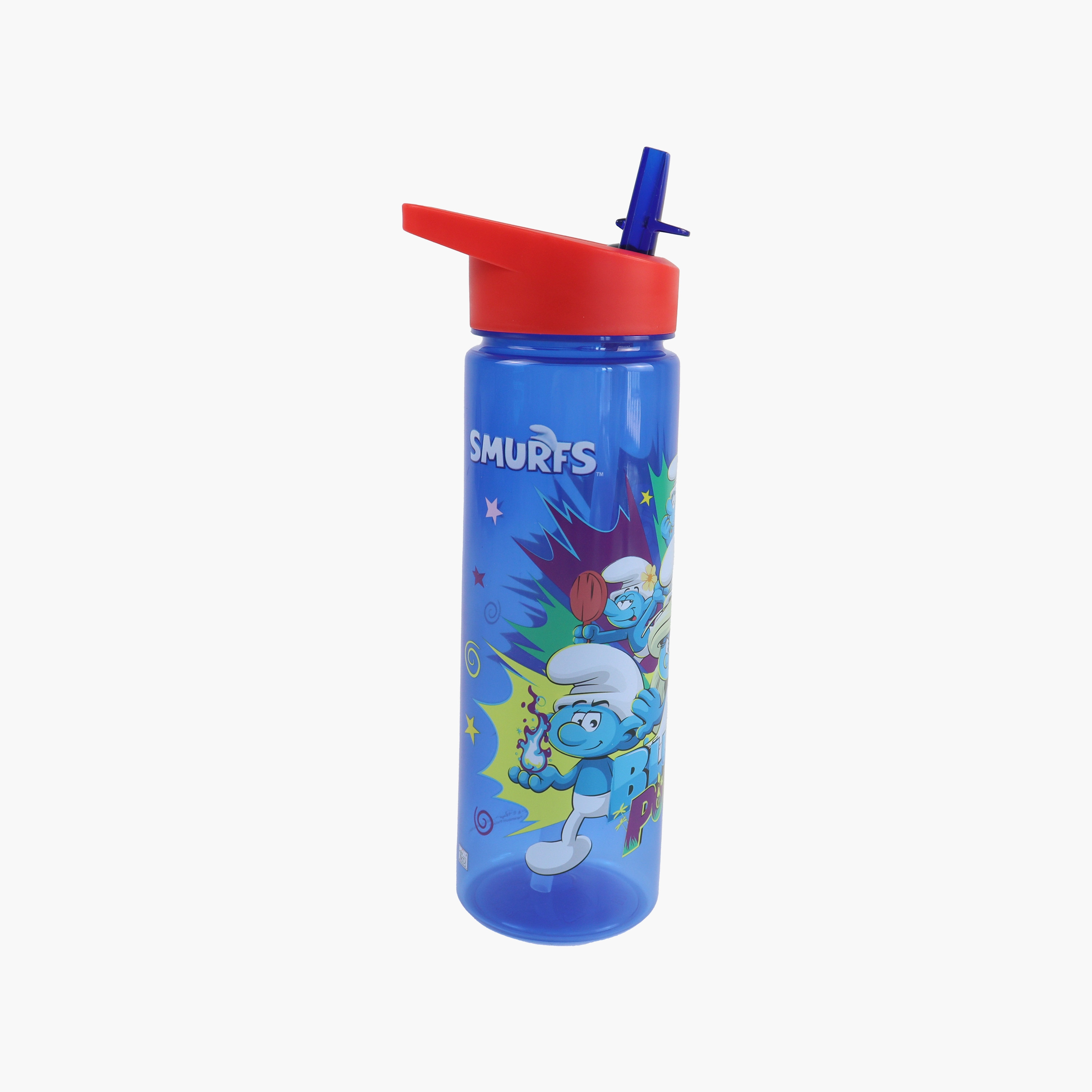 زجاجة مياه بولي بروبيلين السنافر بلو باور مع غطاء مقاوم للانسكاب ومقبض حمل - 620 مل-school-waterbottles-image-6