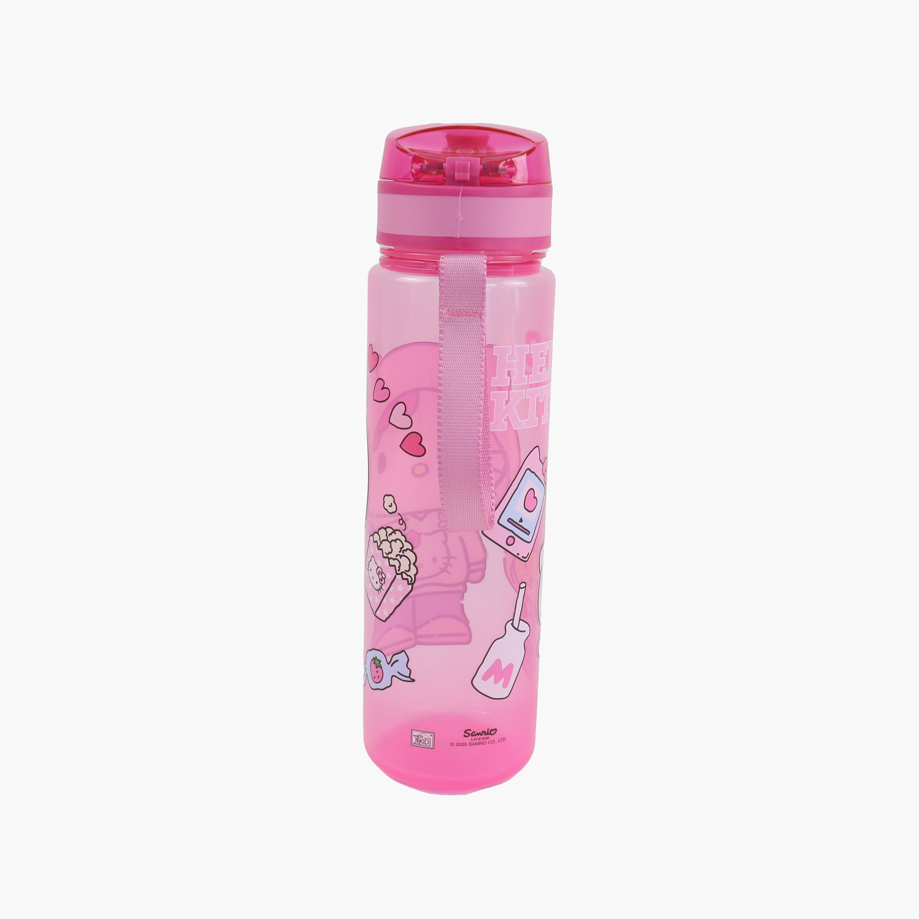 زجاجة مياه بولي بروبيلين هيلو كيتي مع ماصة قابلة للطي وقفل - 600 مل-school-waterbottles-image-3