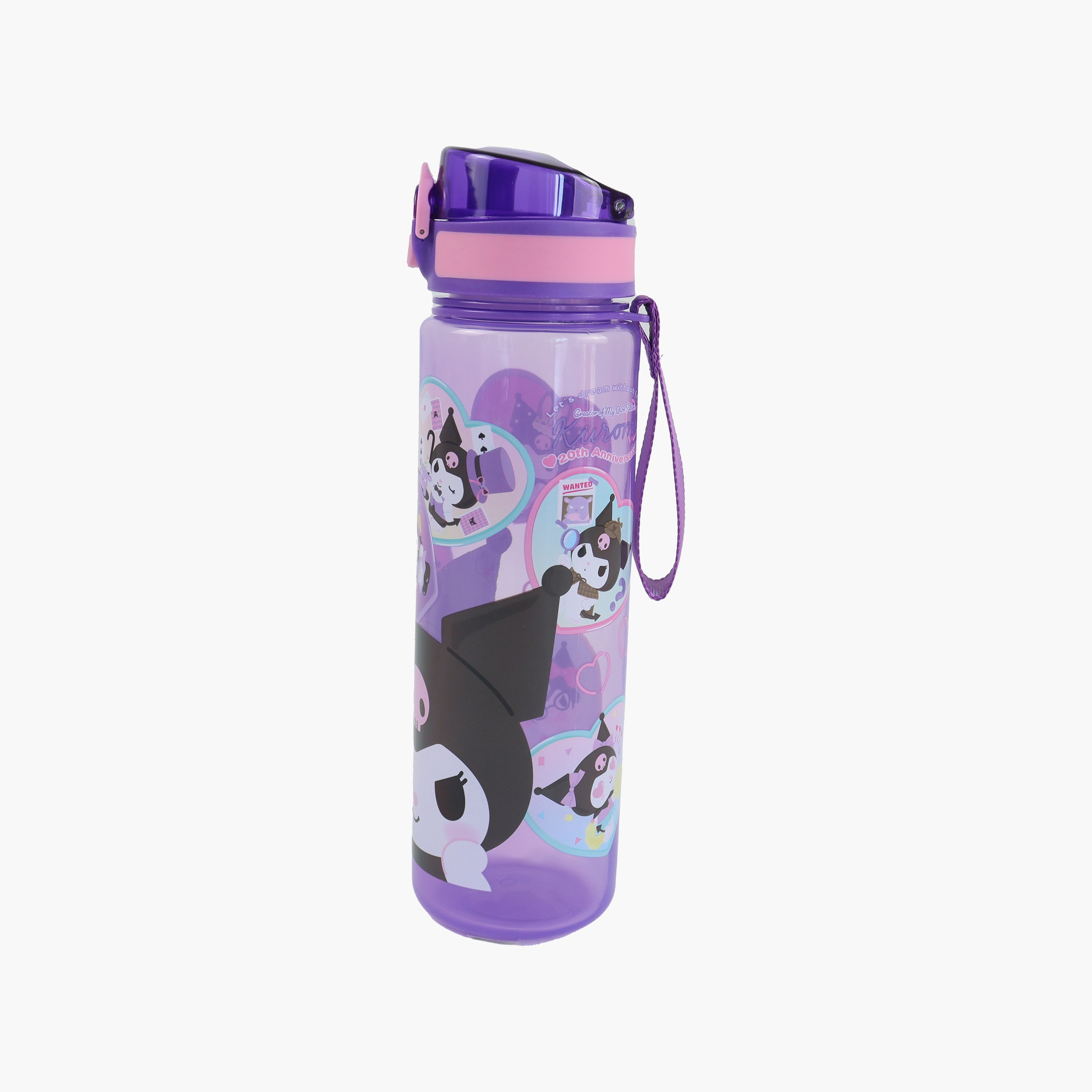 Kuromi Sanrio Polypropylene Water Bottle with Flip-Top Spout & Lock - 600 ml-school-waterbottles-image-2