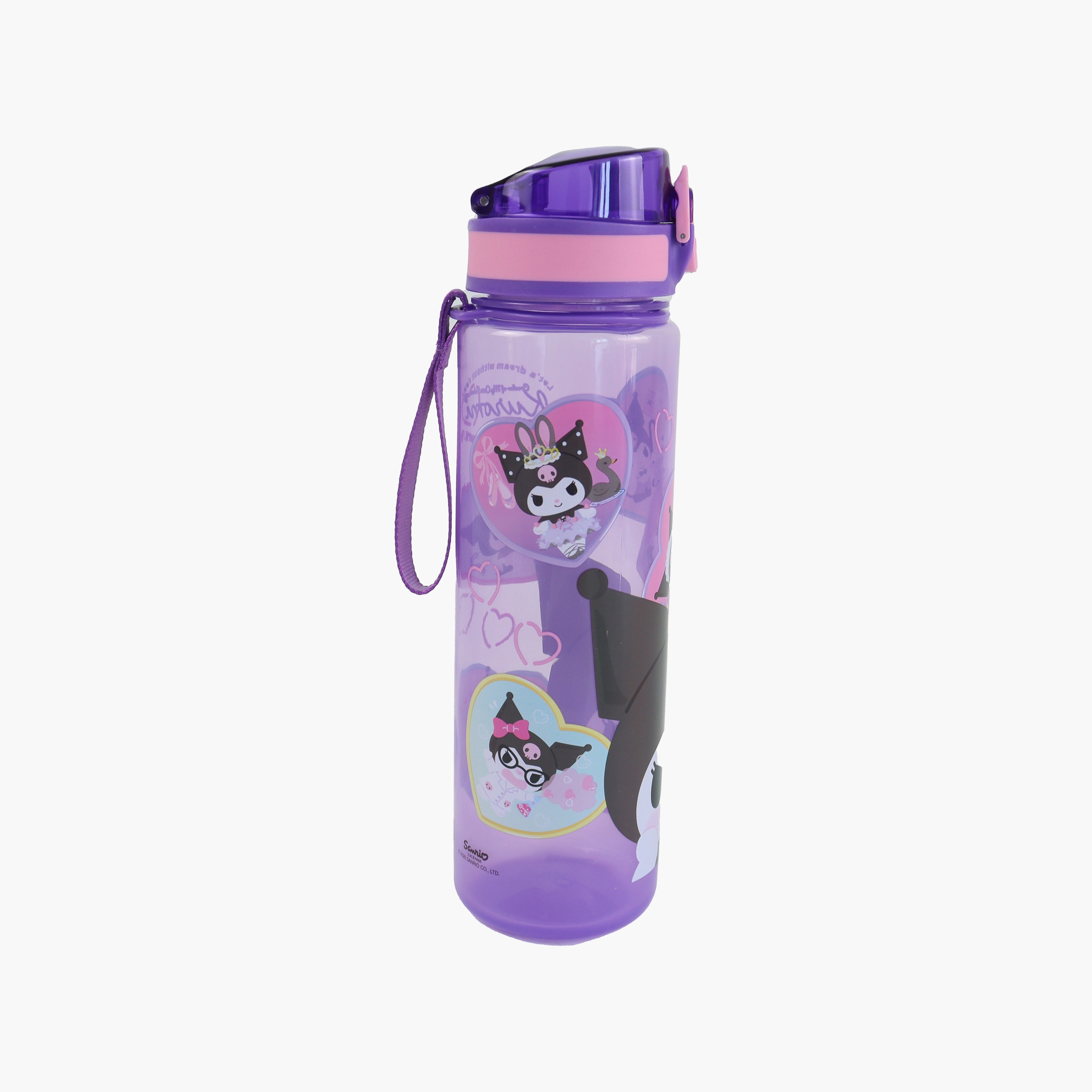 Kuromi Sanrio Polypropylene Water Bottle with Flip-Top Spout & Lock - 600 ml-school-waterbottles-image-4