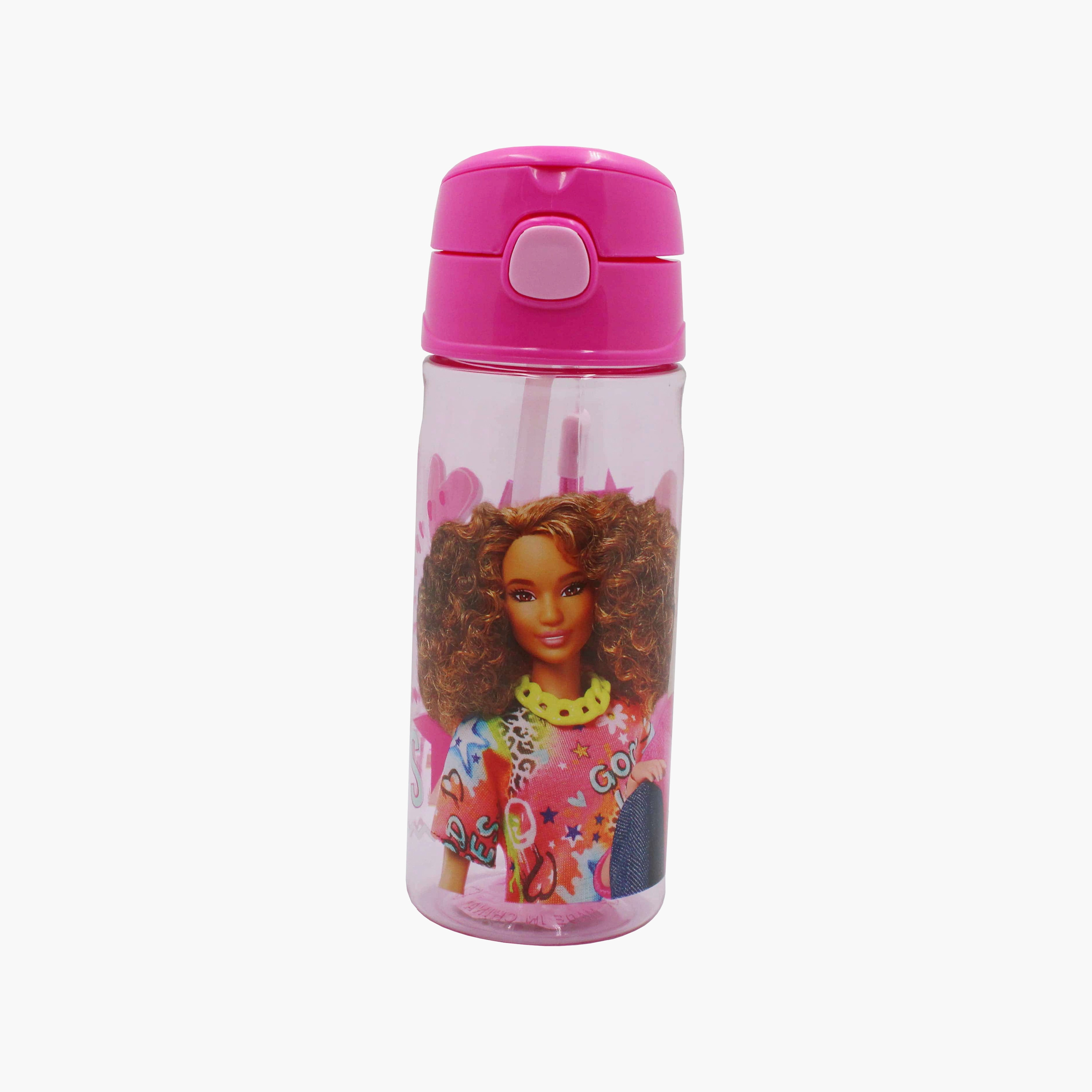 Mattel Barbie Polypropylene Water Bottle with Pop-Up Spout & Carry Strap - 500 ml-school-waterbottles-image-1