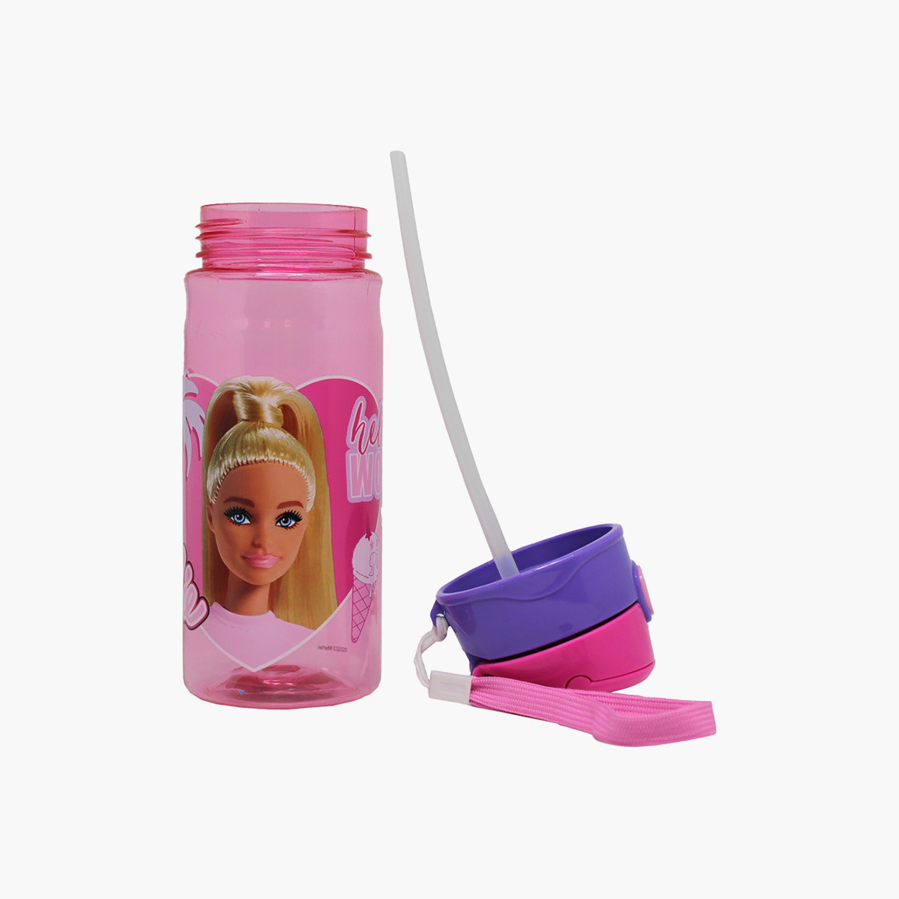 Mattel Barbie Polypropylene Water Bottle with Pop-Up Spout & Carry Strap - 500 ml-school-waterbottles-image-2