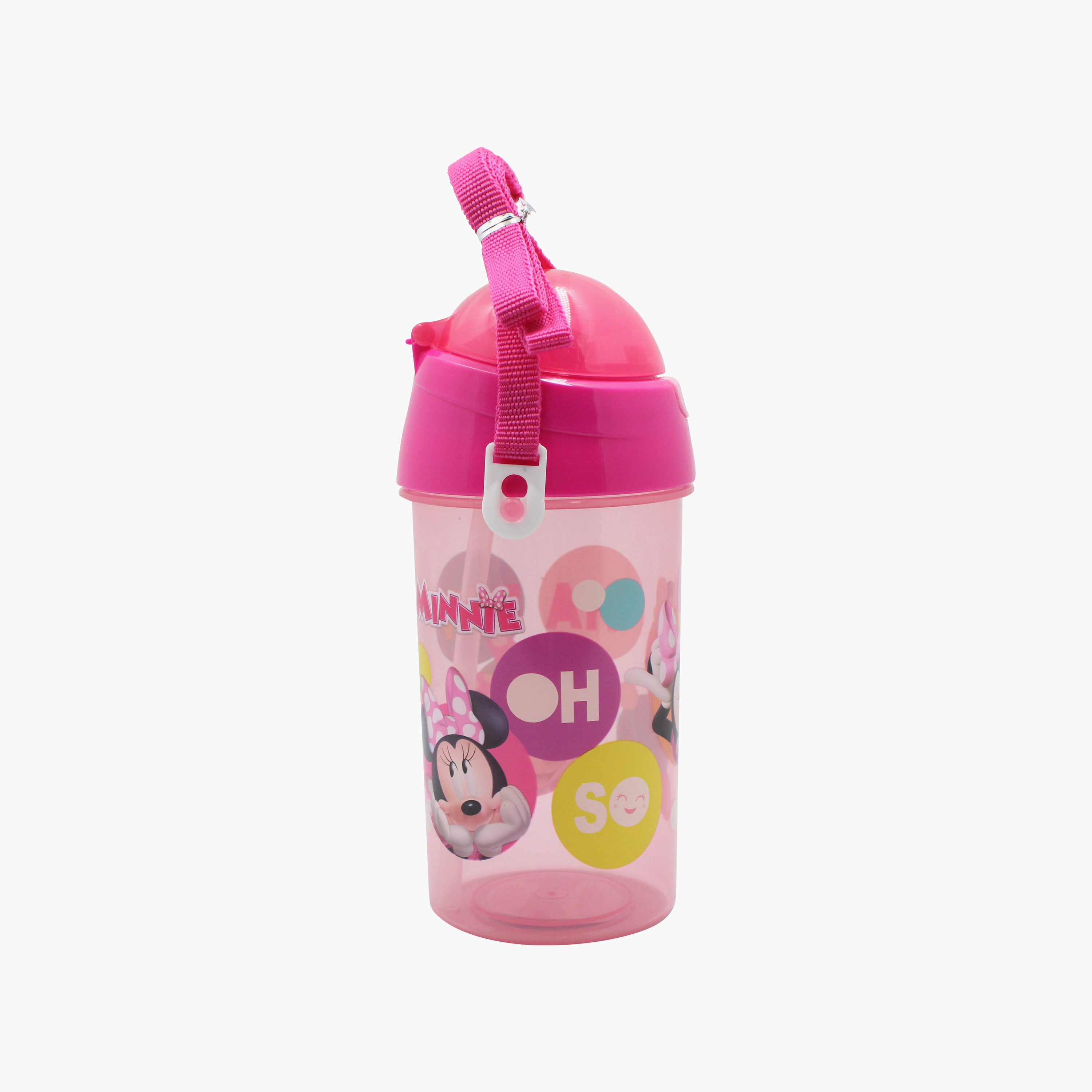زجاجة مياه بولي بروبيلين ديزني ميني ماوس مع ماصة قابلة للطي وحزام حمل - 600 مل-school-waterbottles-image-2