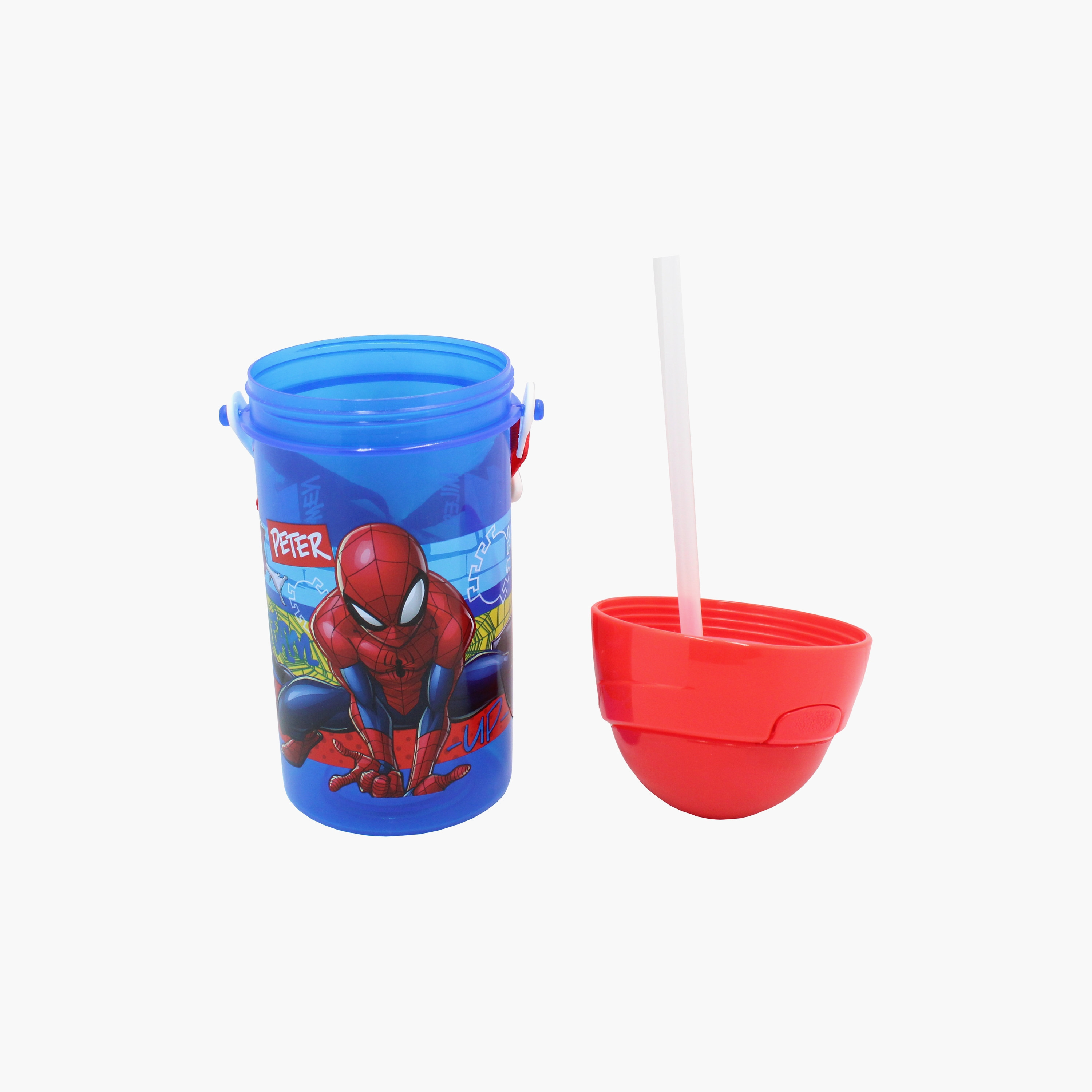 Spiderman Polypropylene Water Bottle with Pop-Up Spout & Carry Strap - 500 ml-school-waterbottles-image-2