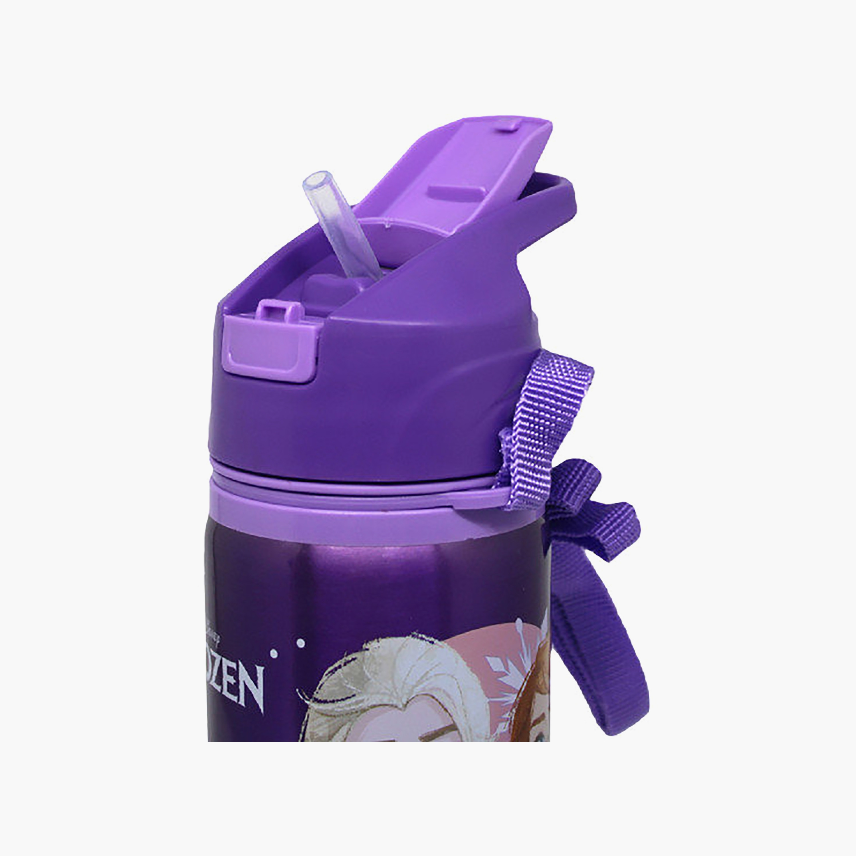 زجاجة مياه ستانلس ستيل ديزني فروزن مع ماصة قابلة للطي وحزام حمل - 600 مل-school-waterbottles-image-5