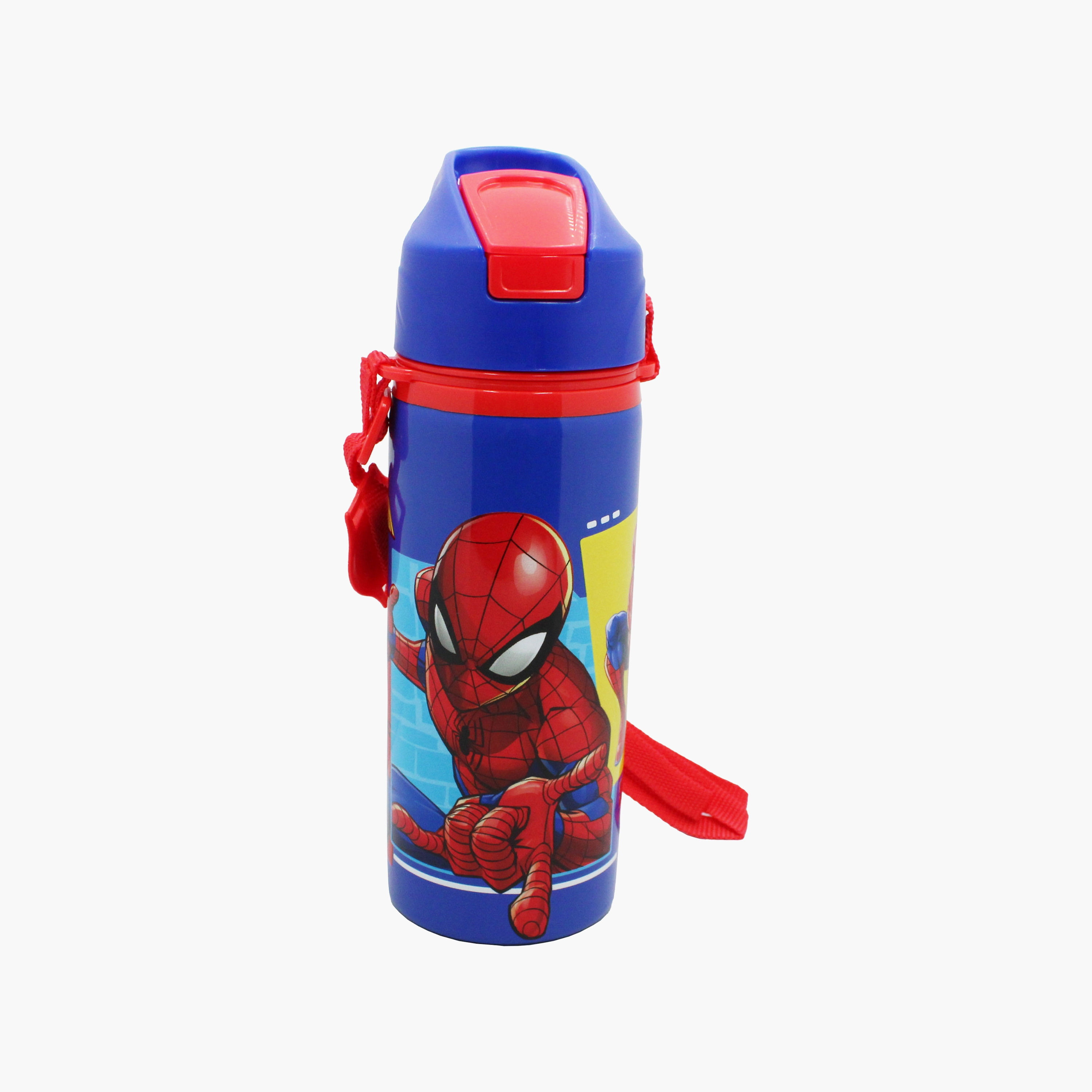Marvel Spiderman Polypropylene Water Bottle with Flip-Top Spout & Carry Strap - 600 ml-school-waterbottles-image-1