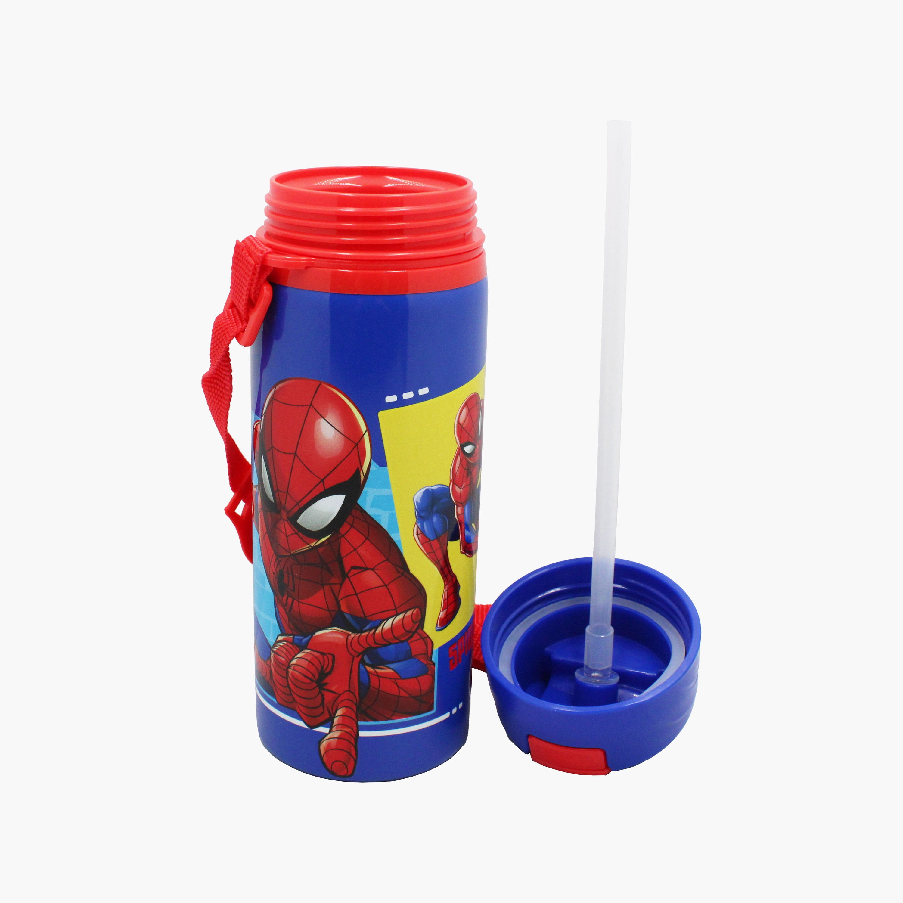Marvel Spiderman Polypropylene Water Bottle with Flip-Top Spout & Carry Strap - 600 ml-school-waterbottles-image-2