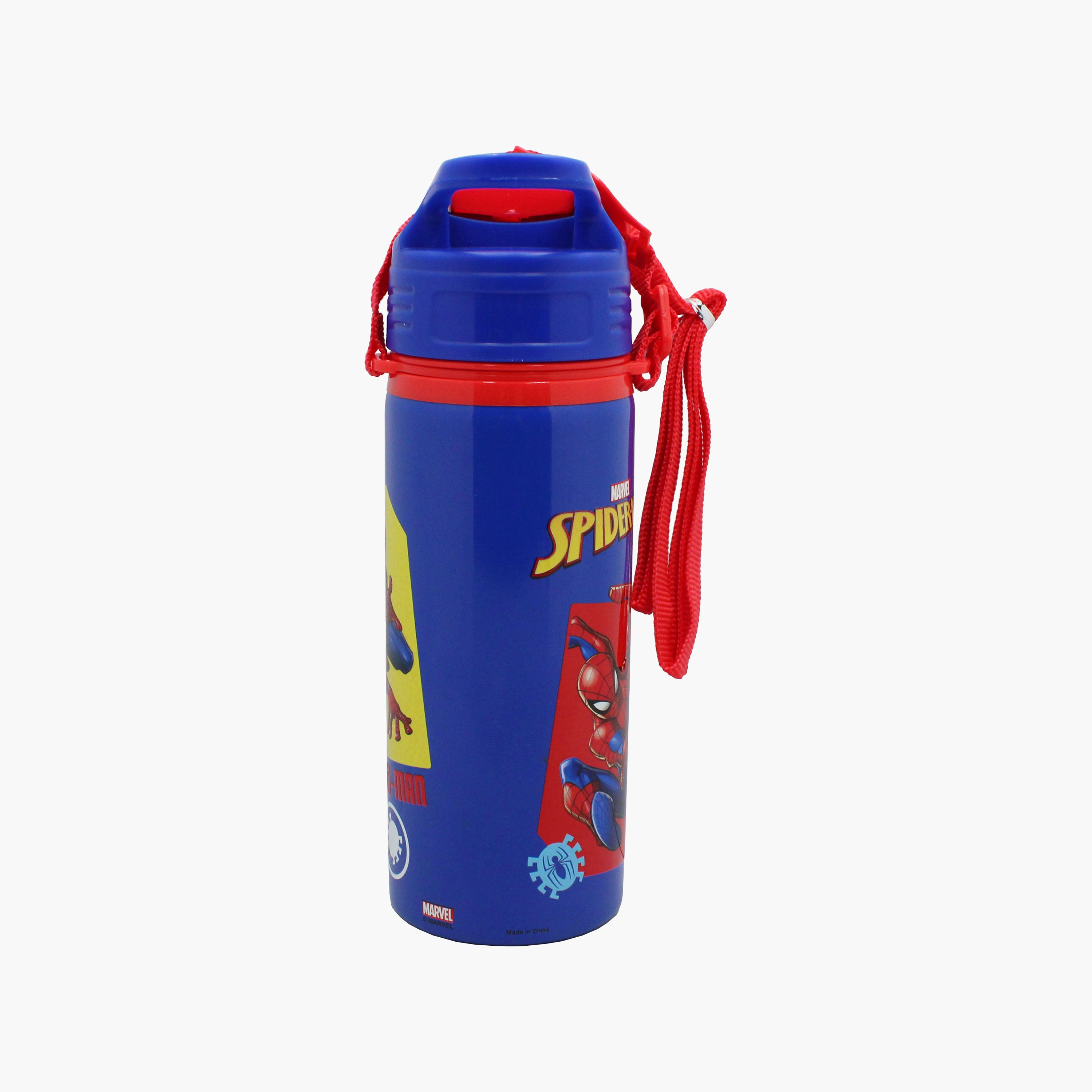 Marvel Spiderman Polypropylene Water Bottle with Flip-Top Spout & Carry Strap - 600 ml-school-waterbottles-image-3