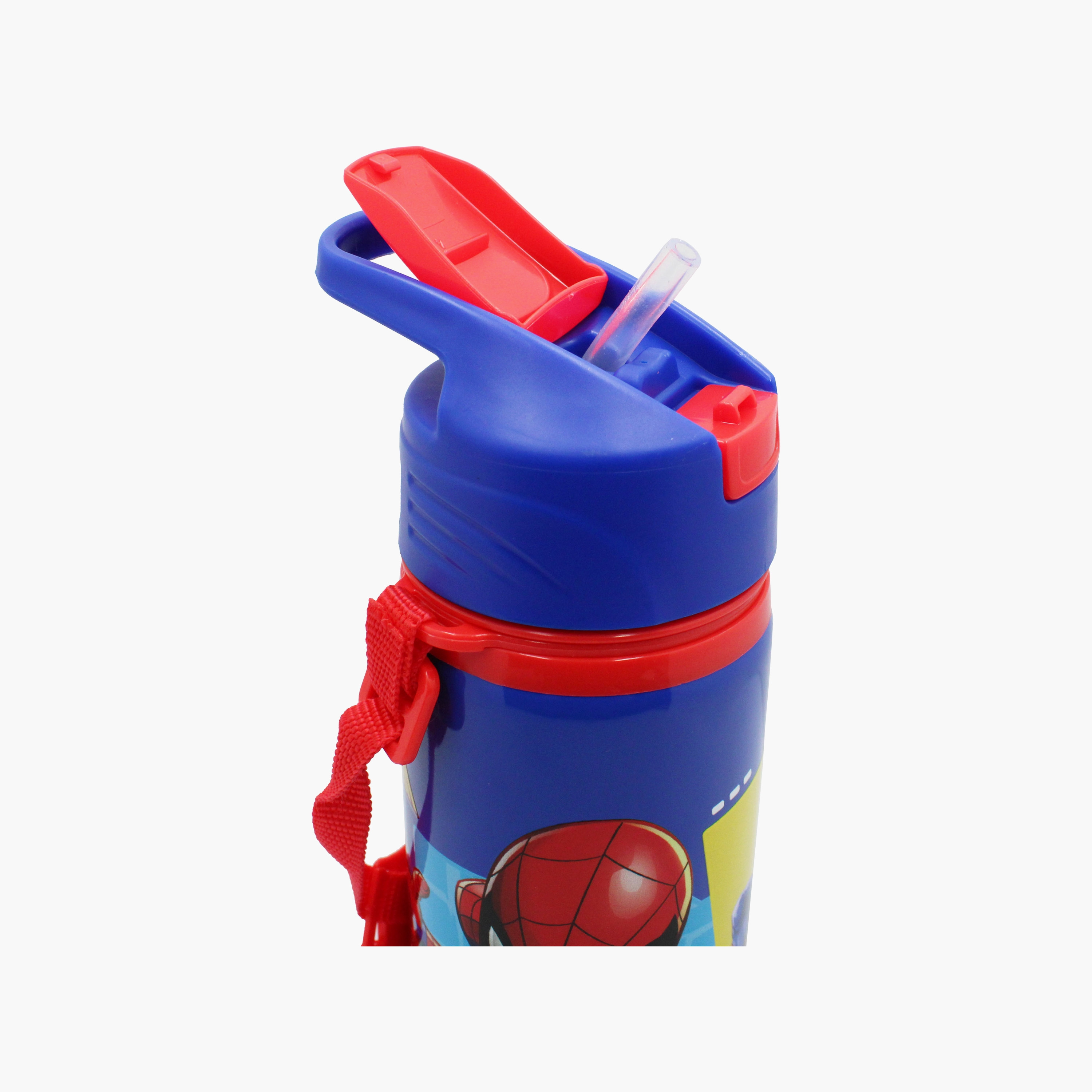 Marvel Spiderman Polypropylene Water Bottle with Flip-Top Spout & Carry Strap - 600 ml-school-waterbottles-image-5