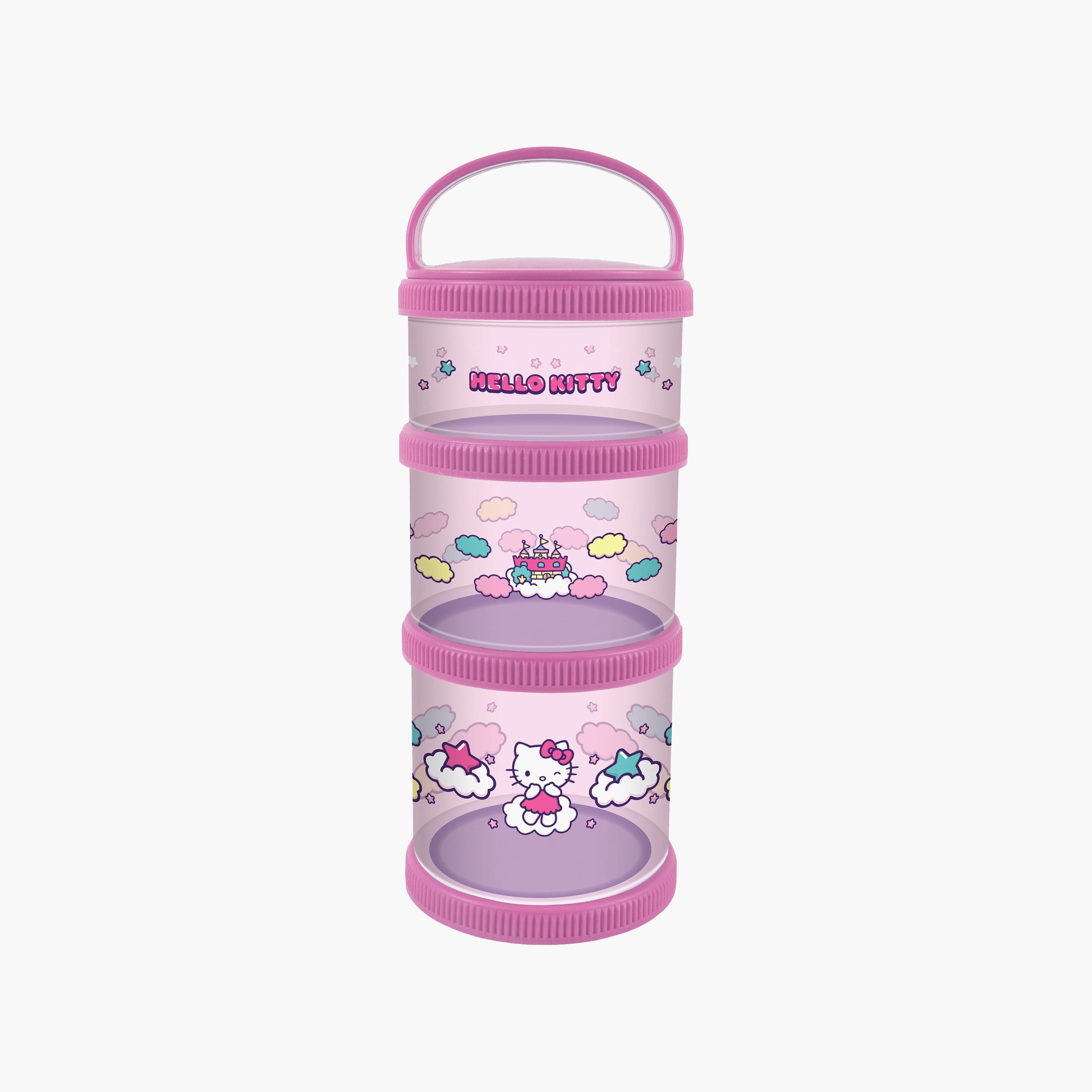 صندوق وجبات خفيفة (سناك بوكس) سانريو هيلو كيتي 3 قطع مع مقبض حمل-baby-feeding-mealtimeessentials-image-1
