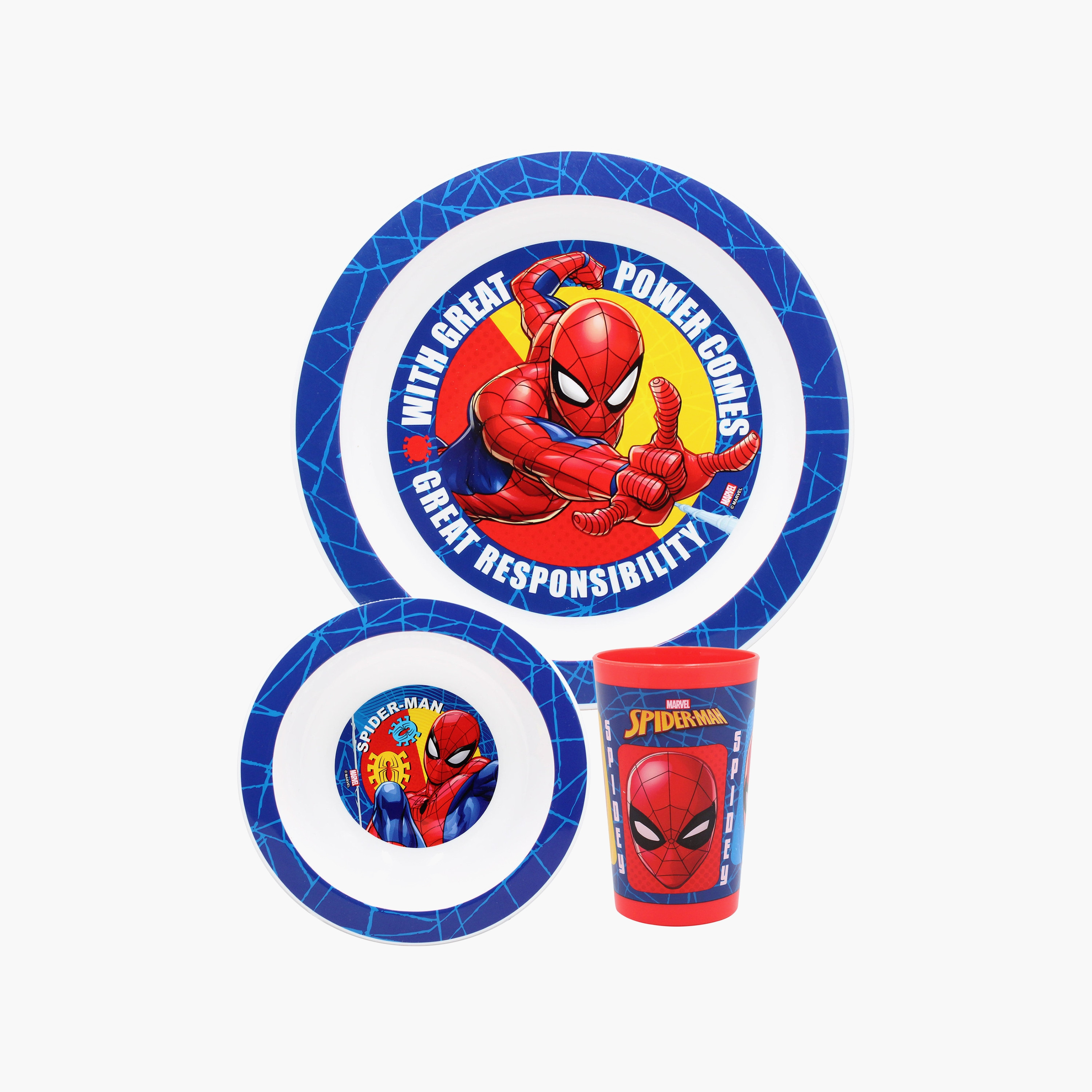 طقم ميكروويف سبايدرمان 3 قطع مع طبق ووعاء (بولا) وكوب-baby-feeding-mealtimeessentials-image-1