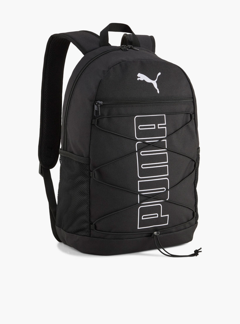 Puma Logo Print Bungee Detail Backpack for Kids 8-13 Years with Bungee Detail-school-bagsandbackpacks-backpacks-image-1