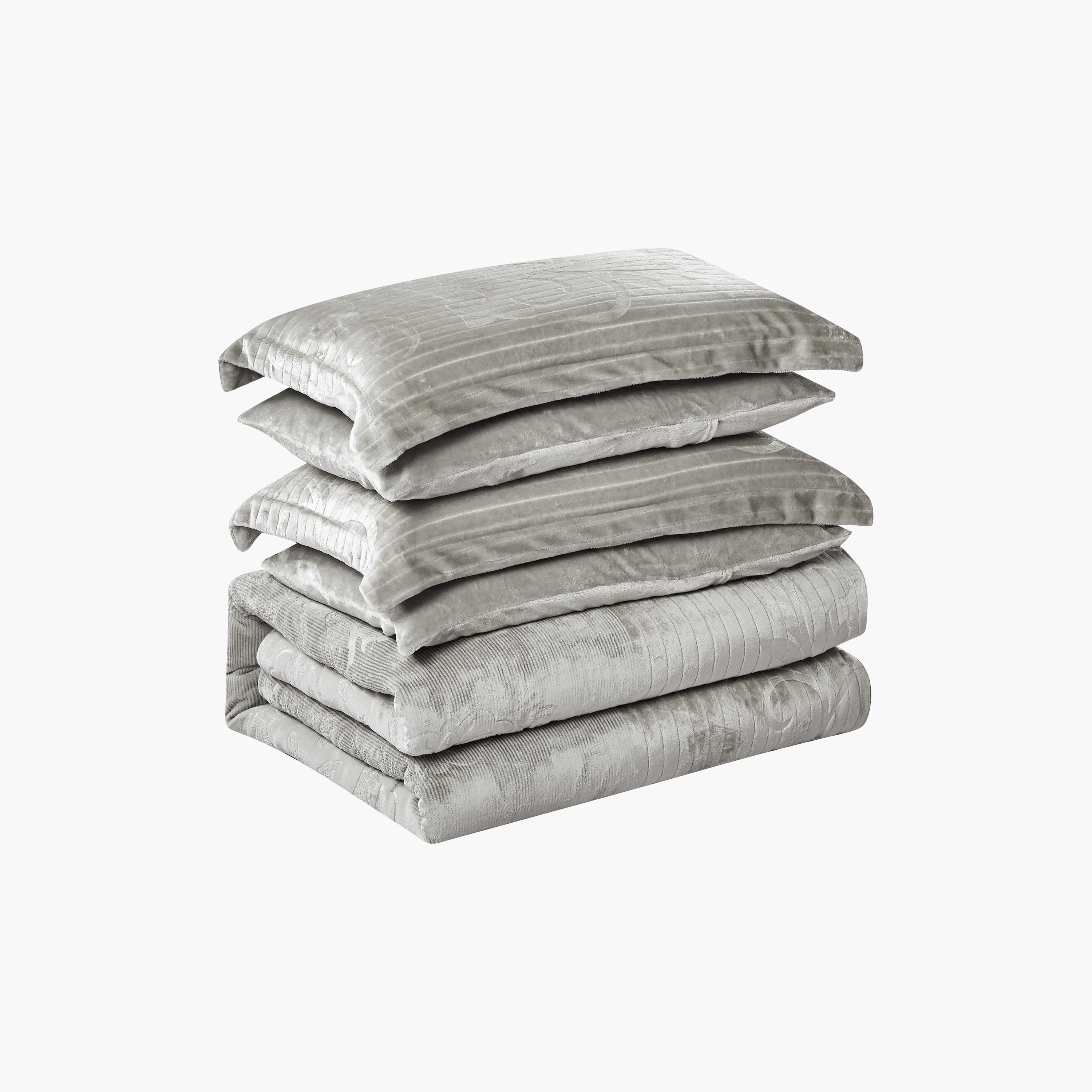 طقم لحاف مخملي فاخر من الفلانيل المنقوش بنمط خطوط شتوية من لايف ستايل - 260 × 240 سم-household-bedding-comfortersandbedspreads-comforters-image-7