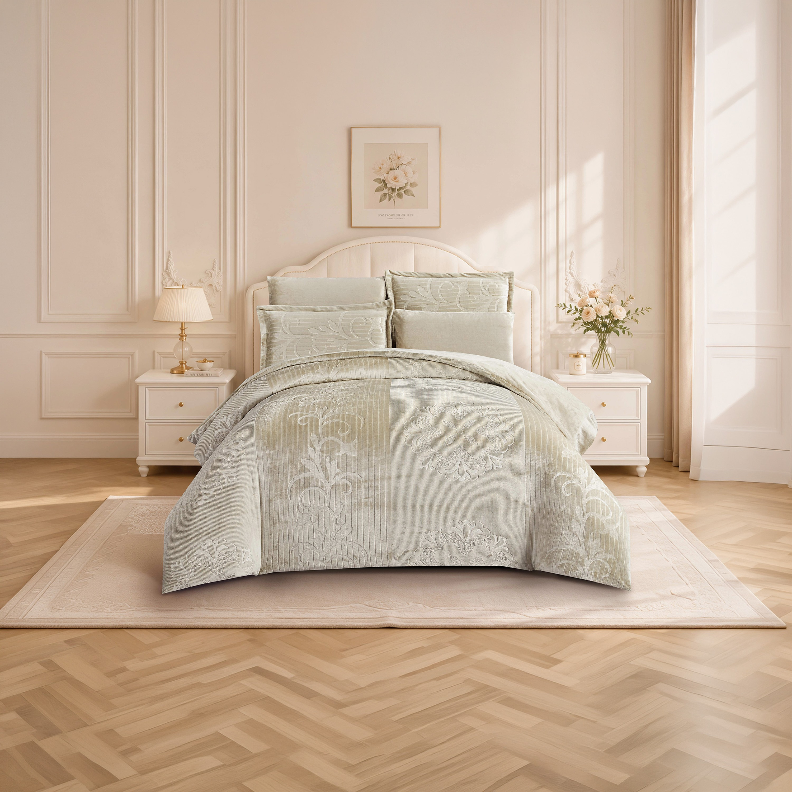 طقم لحاف مخملي فاخر من الفلانيل المنقوش بنمط خطوط شتوية من لايف ستايل - 260 × 240 سم-household-bedding-comfortersandbedspreads-comforters-image-10