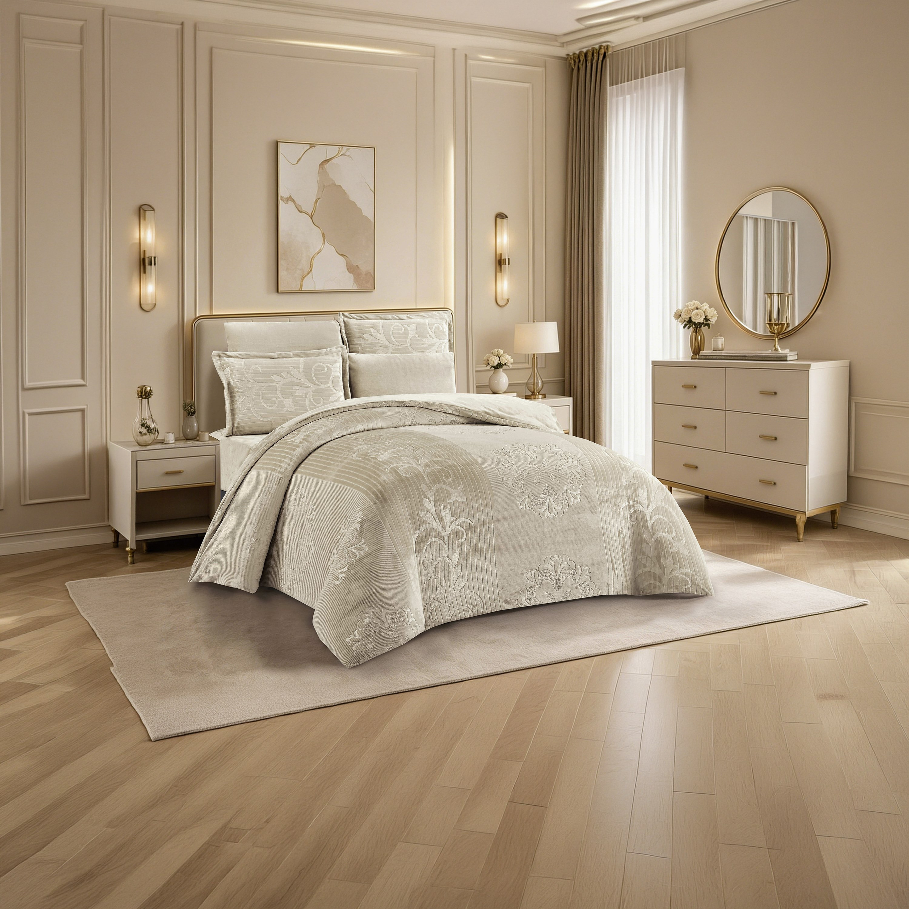 طقم لحاف مخملي فاخر من الفلانيل المنقوش بنمط خطوط شتوية من لايف ستايل - 260 × 240 سم-household-bedding-comfortersandbedspreads-comforters-image-11