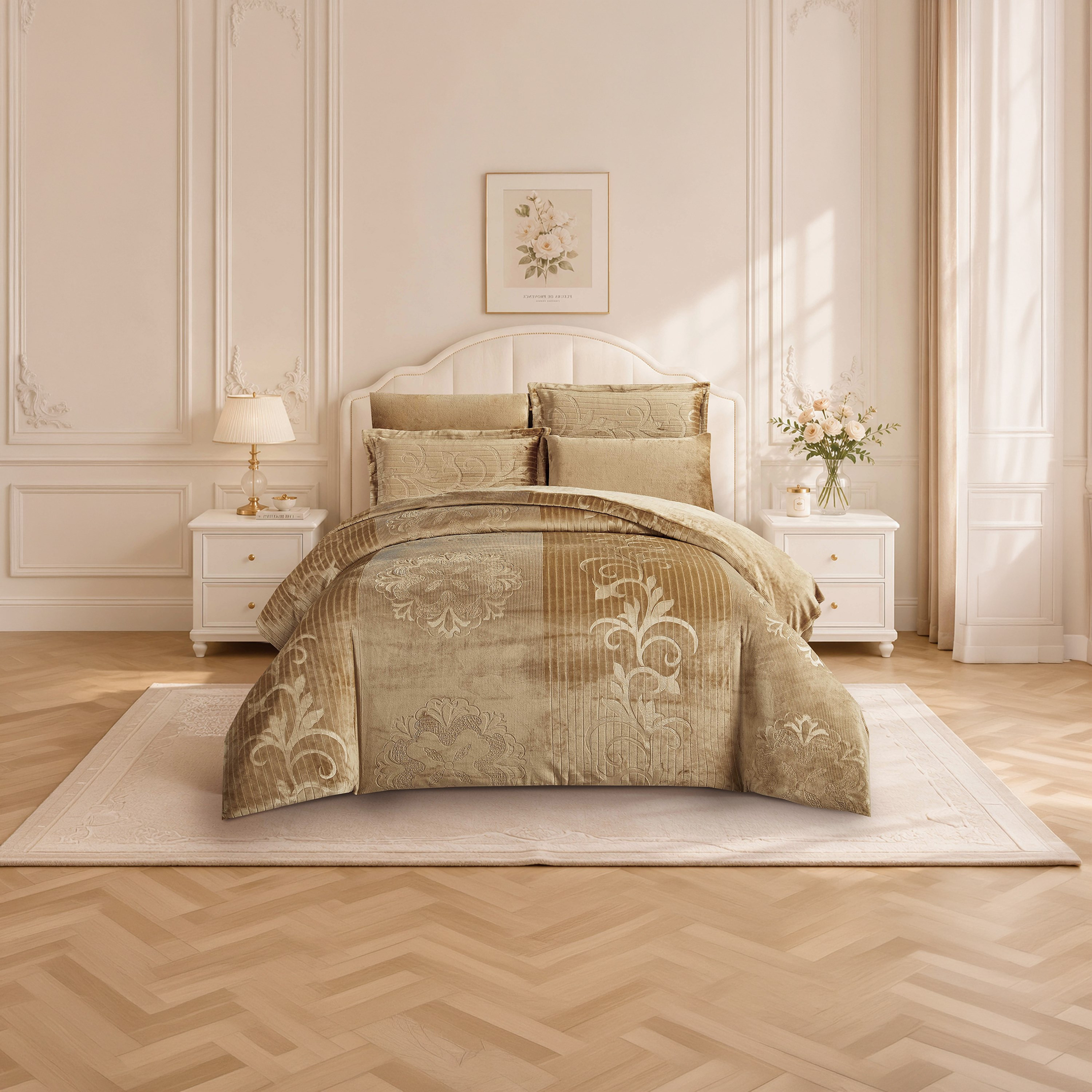 طقم لحاف مخملي فاخر من الفلانيل المنقوش بنمط خطوط شتوية من لايف ستايل - 260 × 240 سم-household-bedding-comfortersandbedspreads-comforters-image-18