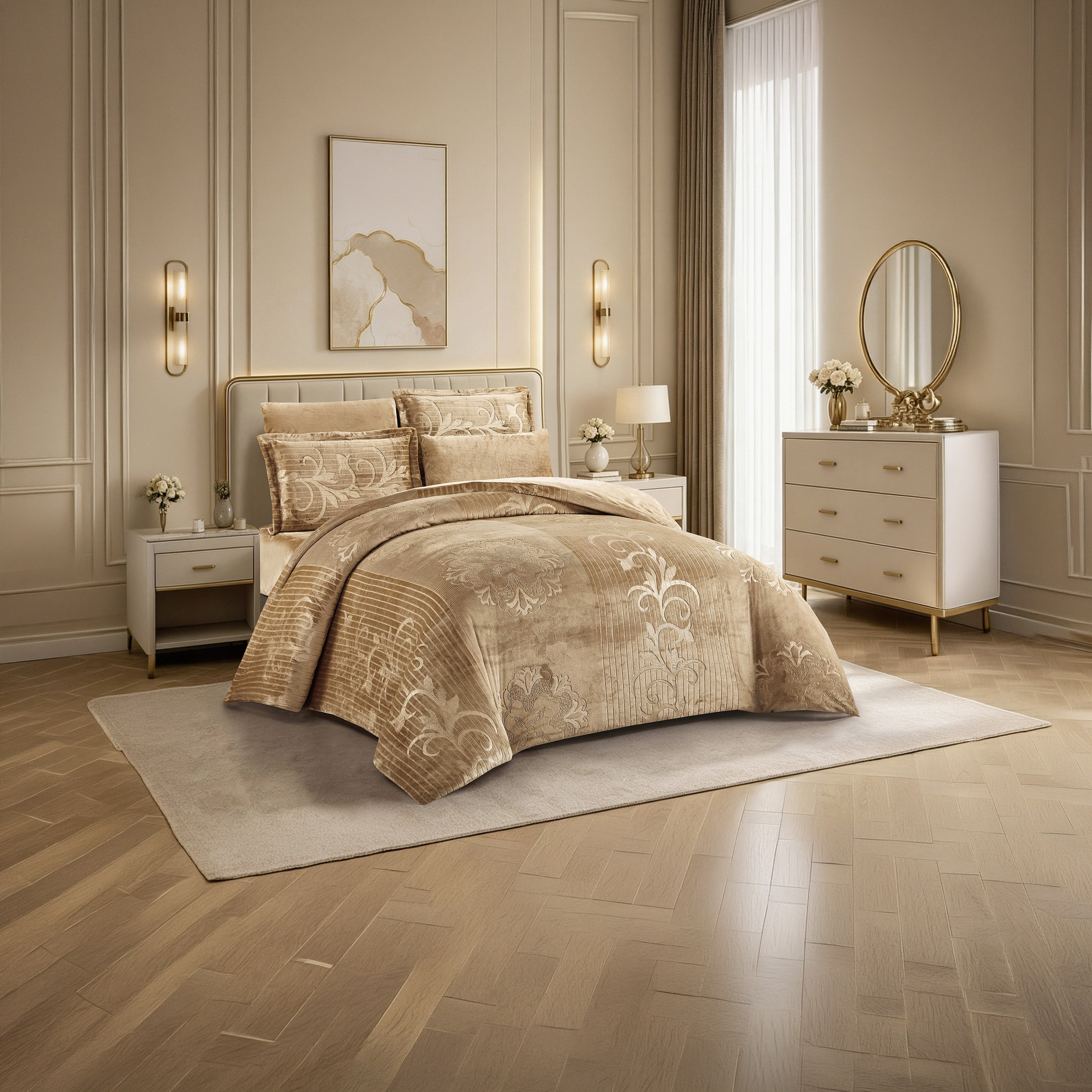 طقم لحاف مخملي فاخر من الفلانيل المنقوش بنمط خطوط شتوية من لايف ستايل - 260 × 240 سم-household-bedding-comfortersandbedspreads-comforters-image-19
