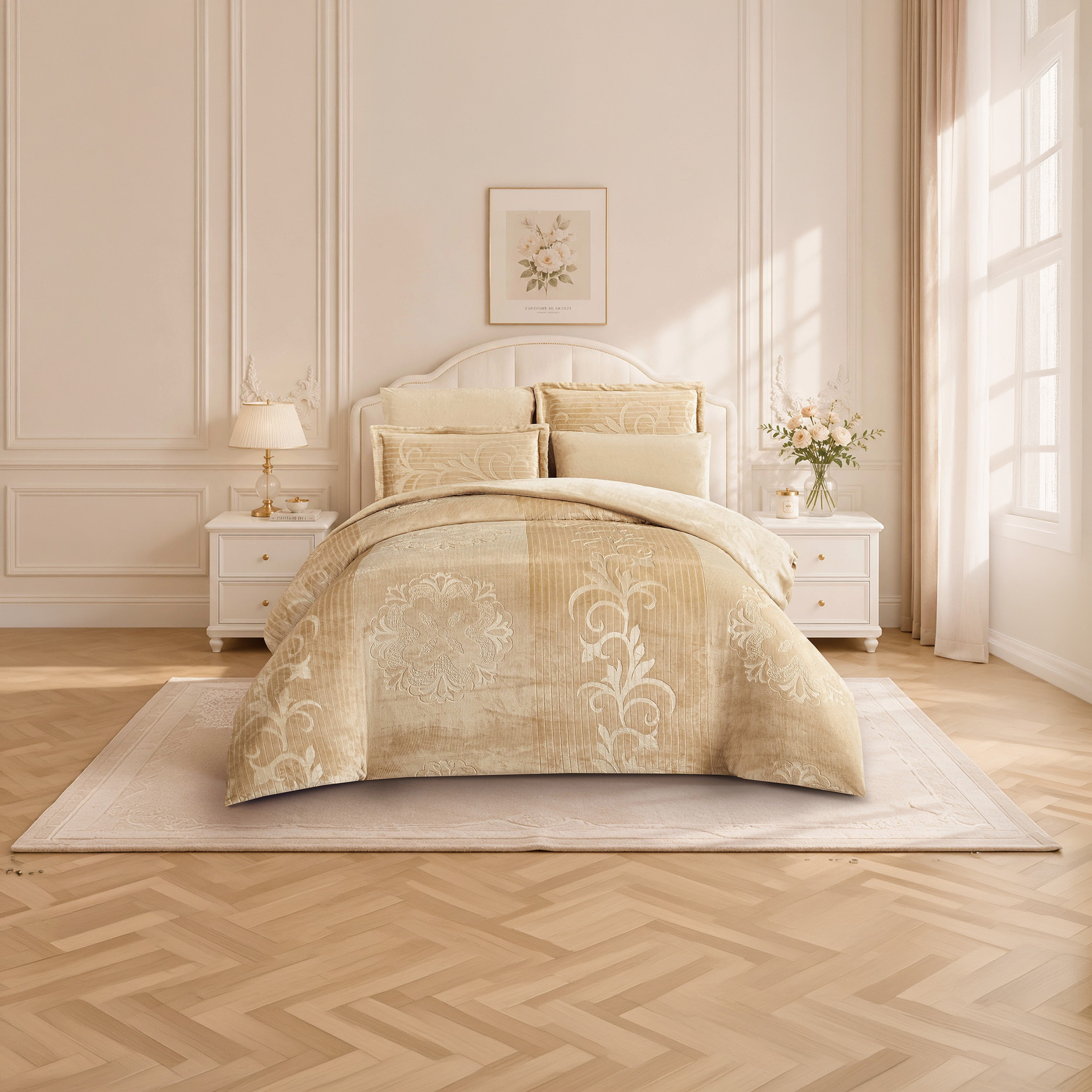 طقم لحاف مخملي فاخر من الفلانيل المنقوش بنمط خطوط شتوية من لايف ستايل - 260 × 240 سم-household-bedding-comfortersandbedspreads-comforters-image-26