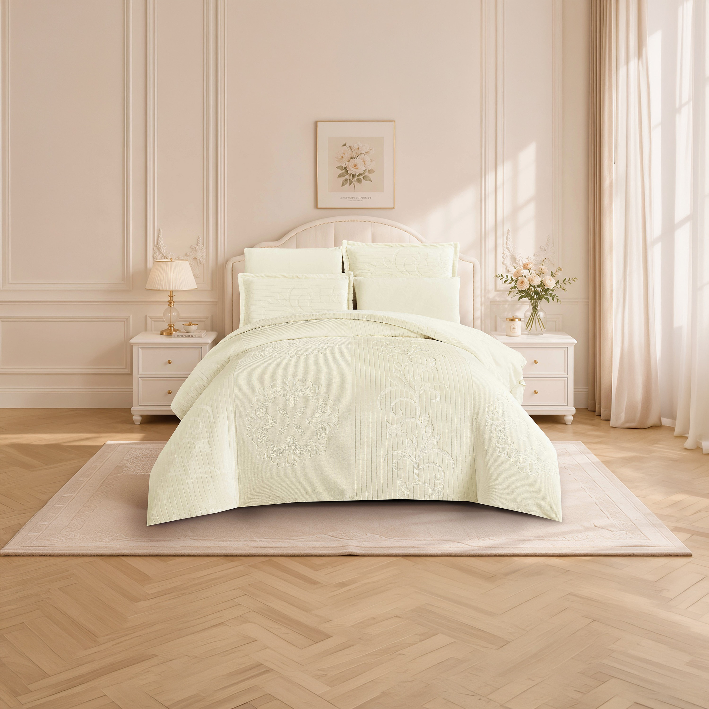 طقم لحاف مخملي فاخر من الفلانيل المنقوش بنمط خطوط شتوية من لايف ستايل - 260 × 240 سم-household-bedding-comfortersandbedspreads-comforters-image-34