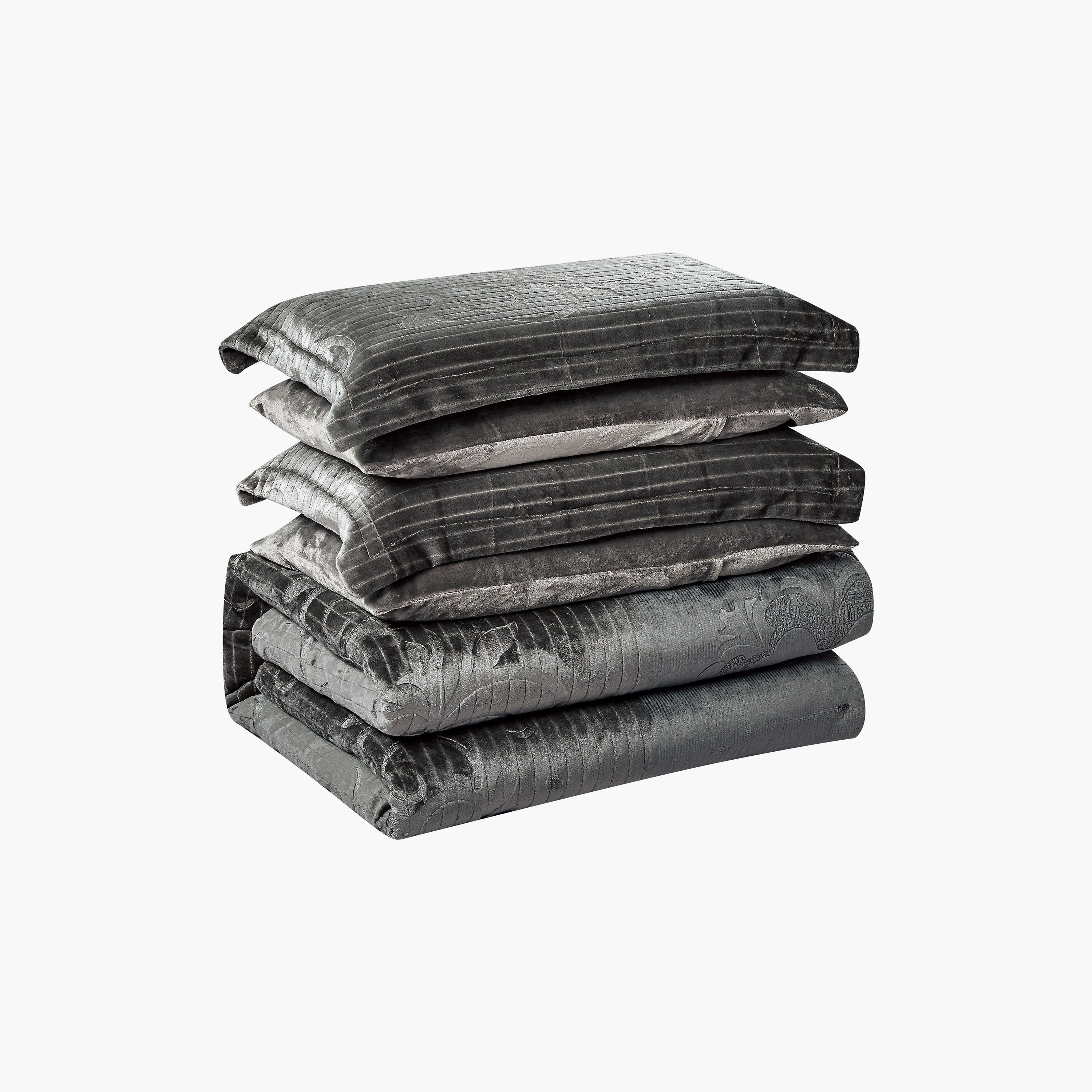 طقم لحاف مخملي فاخر من الفلانيل المنقوش بنمط خطوط شتوية من لايف ستايل - 260 × 240 سم-household-bedding-comfortersandbedspreads-comforters-image-47