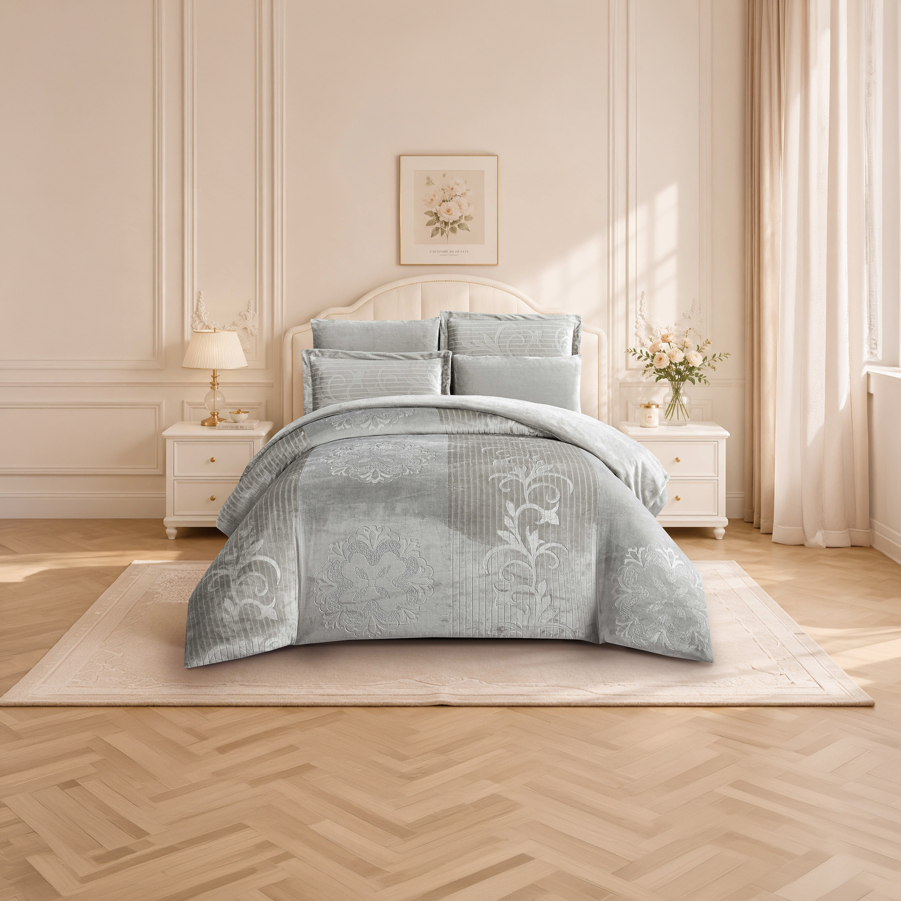 طقم لحاف مخملي فاخر من الفلانيل المنقوش بنمط خطوط شتوية من لايف ستايل - 170 × 240 سم-household-bedding-comfortersandbedspreads-comforters-image-2