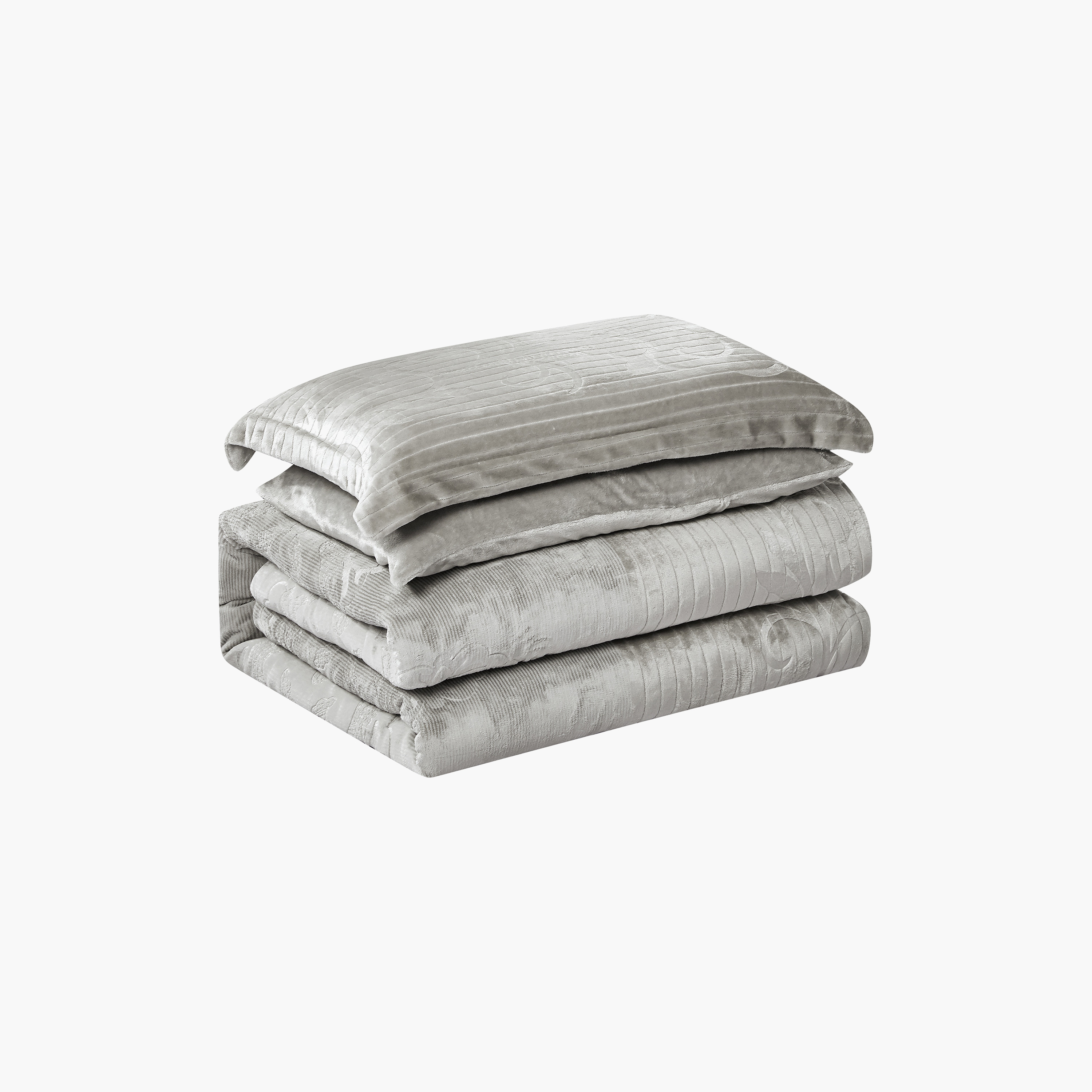 طقم لحاف مخملي فاخر من الفلانيل المنقوش بنمط خطوط شتوية من لايف ستايل - 170 × 240 سم-household-bedding-comfortersandbedspreads-comforters-image-7