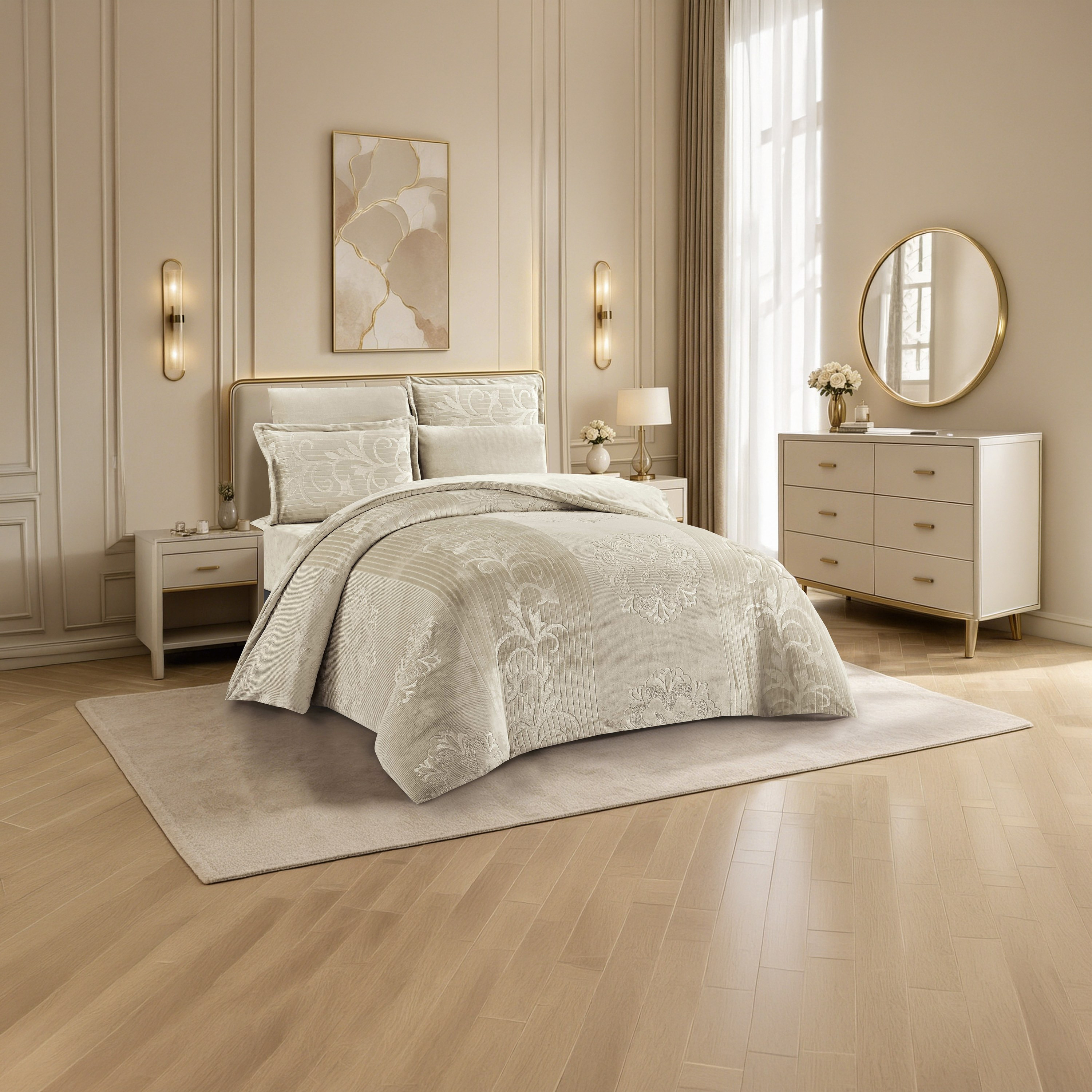 طقم لحاف مخملي فاخر من الفلانيل المنقوش بنمط خطوط شتوية من لايف ستايل - 170 × 240 سم-household-bedding-comfortersandbedspreads-comforters-image-9