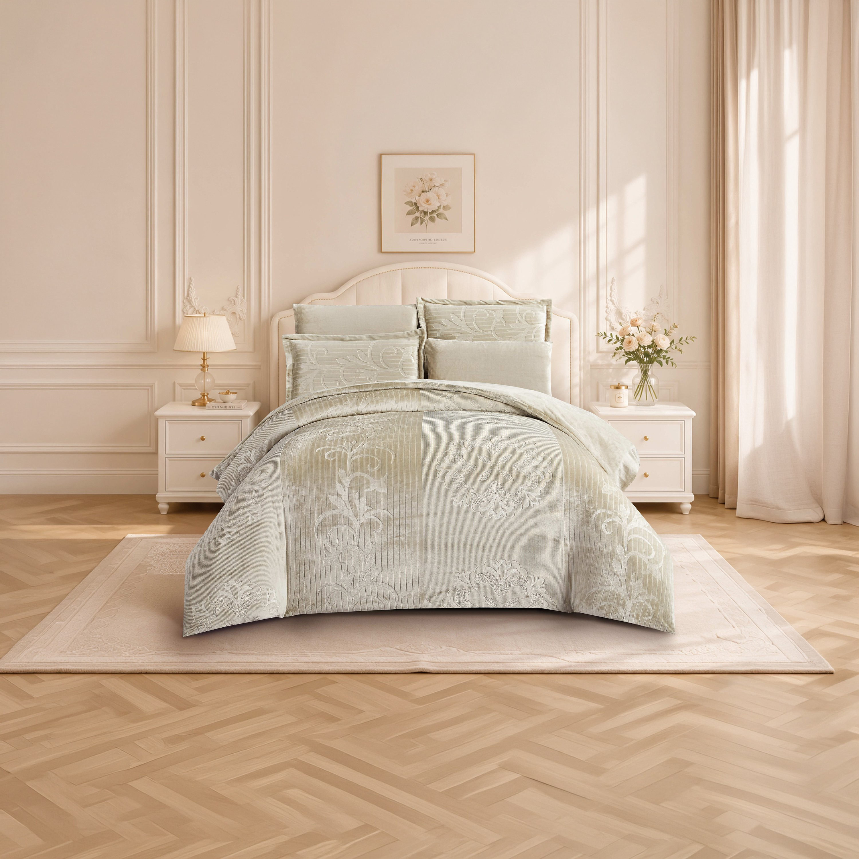 طقم لحاف مخملي فاخر من الفلانيل المنقوش بنمط خطوط شتوية من لايف ستايل - 170 × 240 سم-household-bedding-comfortersandbedspreads-comforters-image-10