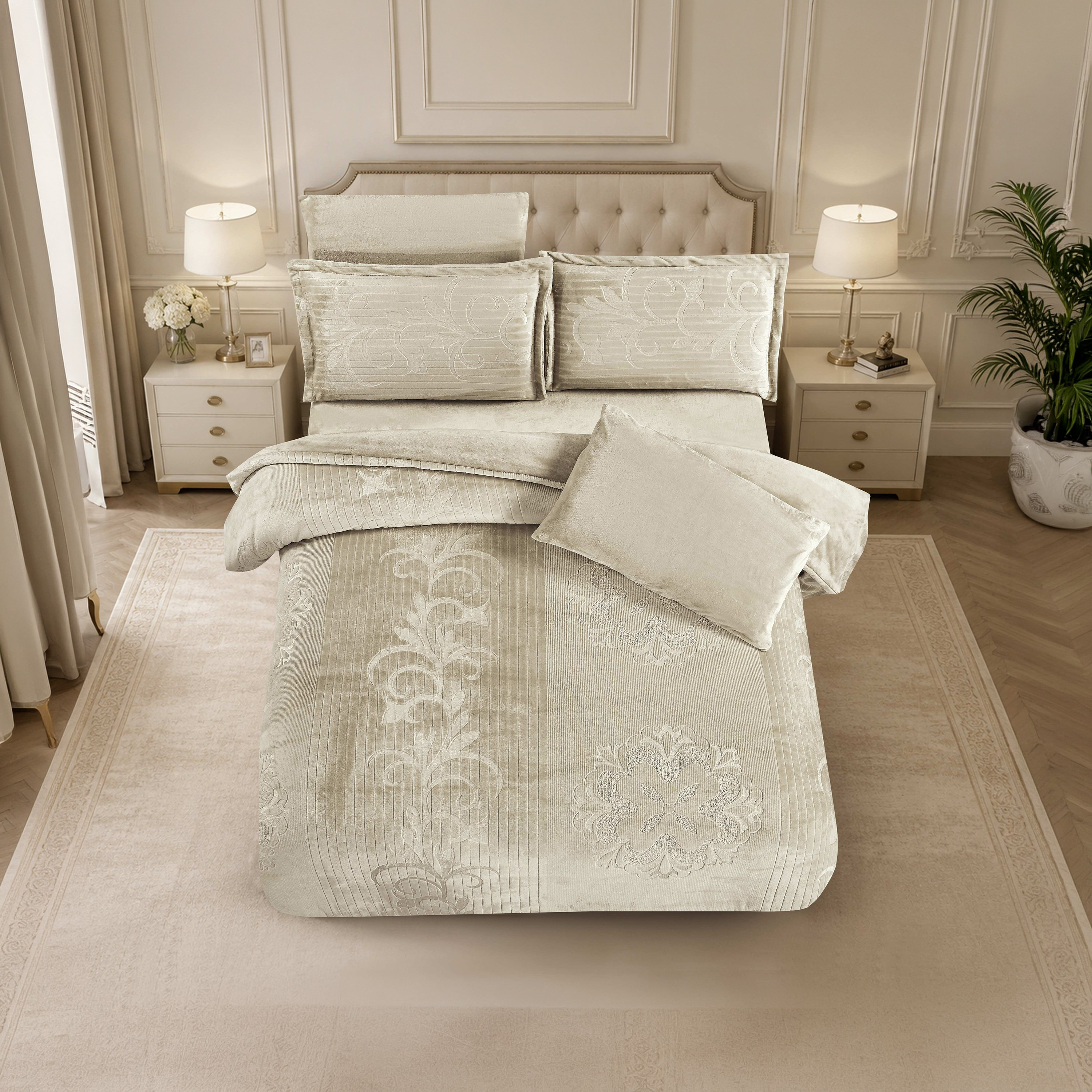 طقم لحاف مخملي فاخر من الفلانيل المنقوش بنمط خطوط شتوية من لايف ستايل - 170 × 240 سم-household-bedding-comfortersandbedspreads-comforters-image-11