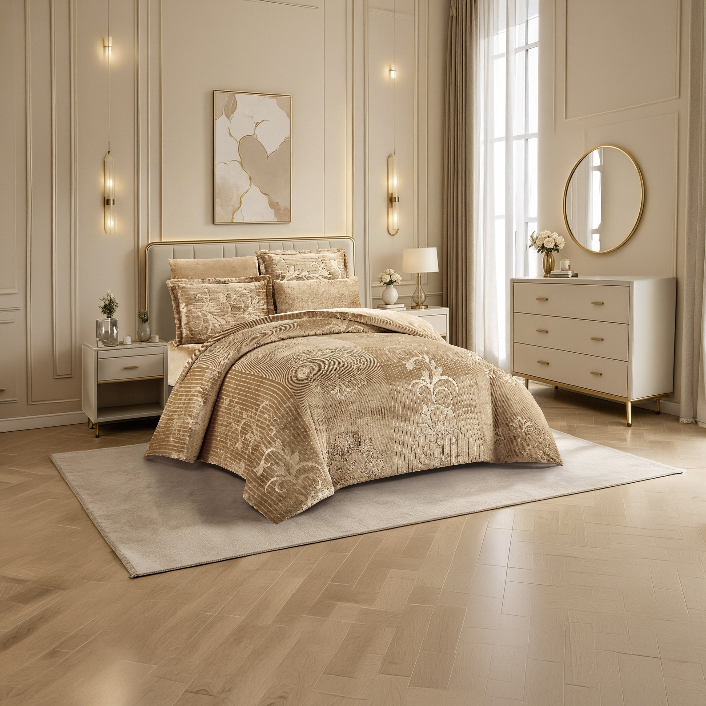 طقم لحاف مخملي فاخر من الفلانيل المنقوش بنمط خطوط شتوية من لايف ستايل - 170 × 240 سم-household-bedding-comfortersandbedspreads-comforters-image-17