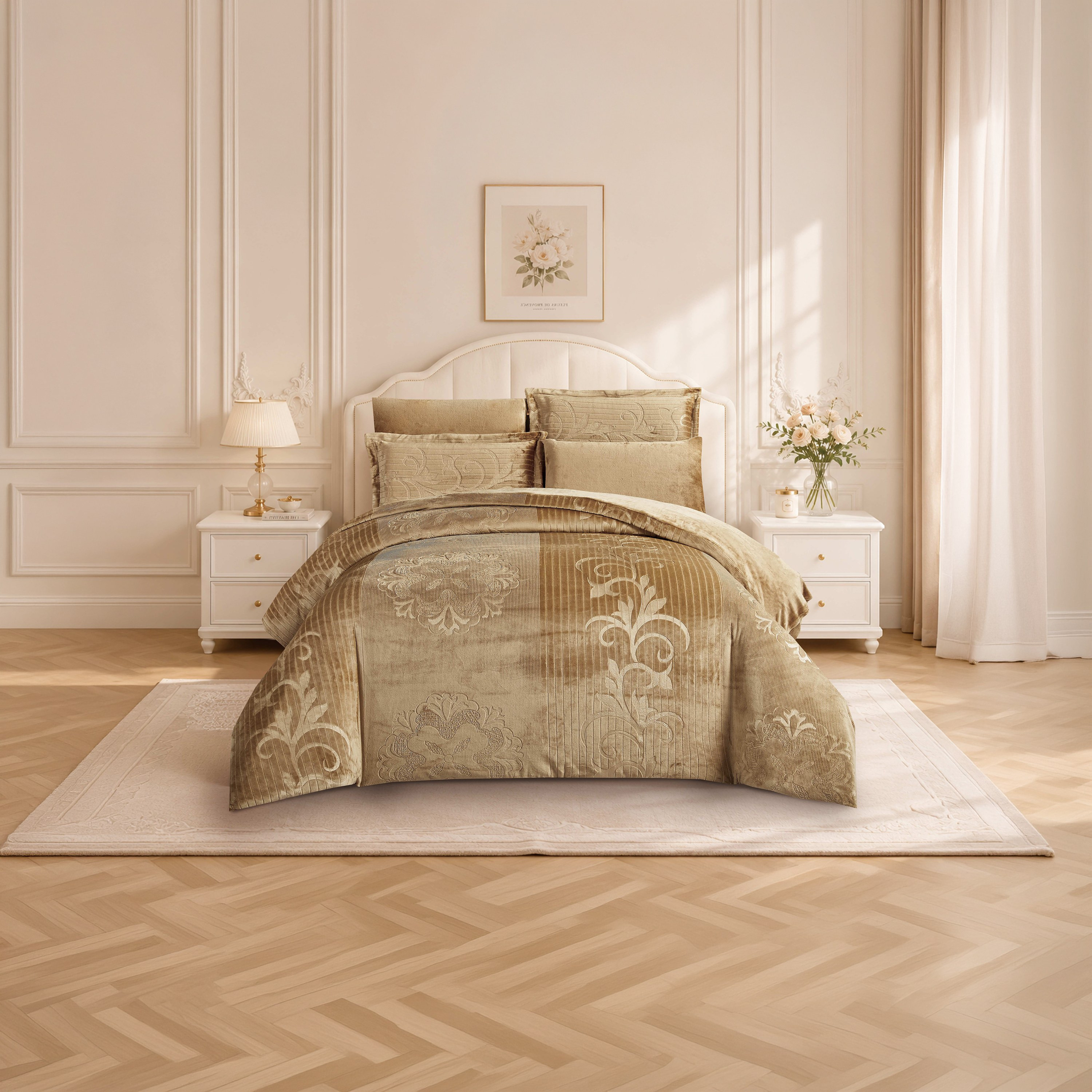 طقم لحاف مخملي فاخر من الفلانيل المنقوش بنمط خطوط شتوية من لايف ستايل - 170 × 240 سم-household-bedding-comfortersandbedspreads-comforters-image-18