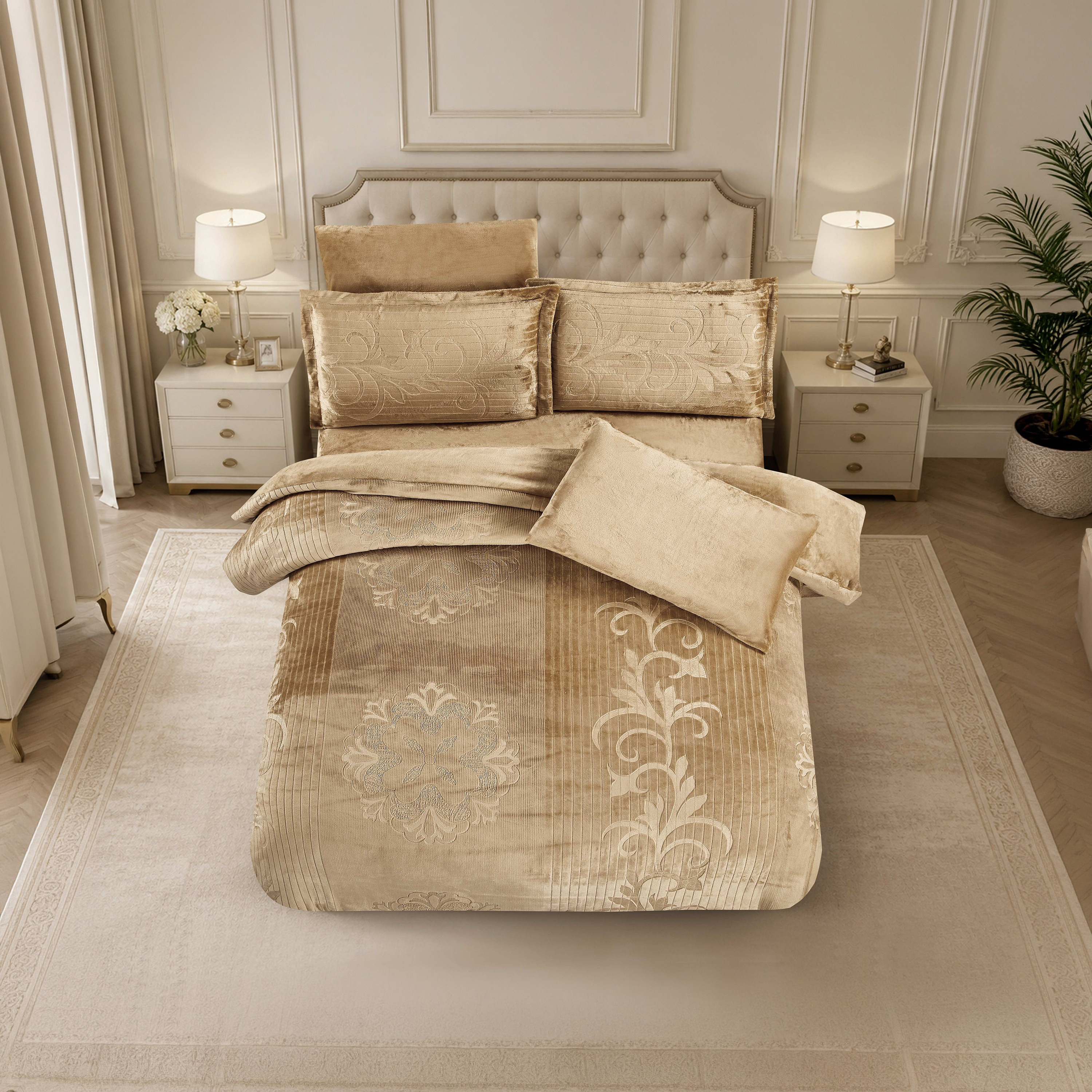طقم لحاف مخملي فاخر من الفلانيل المنقوش بنمط خطوط شتوية من لايف ستايل - 170 × 240 سم-household-bedding-comfortersandbedspreads-comforters-image-19