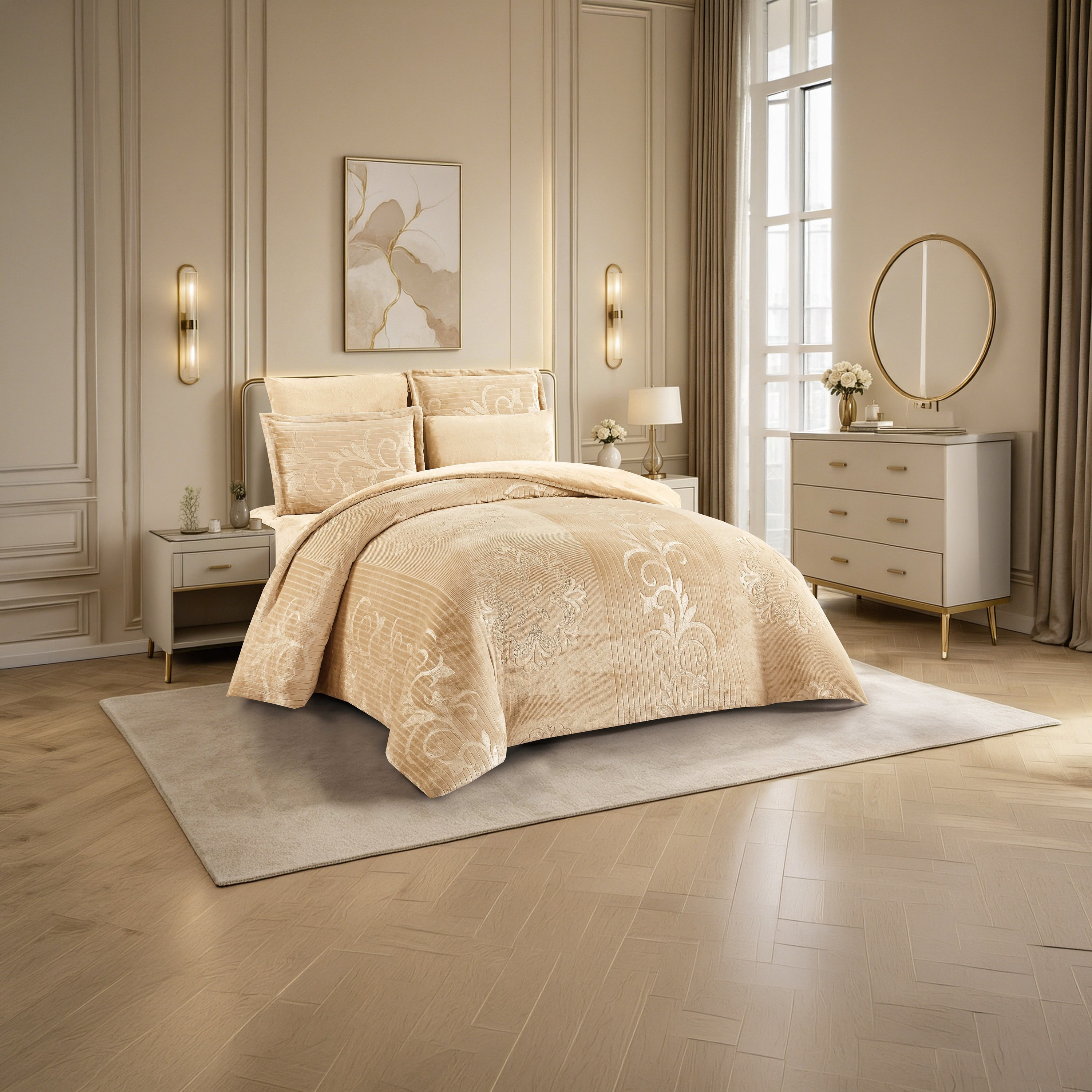 طقم لحاف مخملي فاخر من الفلانيل المنقوش بنمط خطوط شتوية من لايف ستايل - 170 × 240 سم-household-bedding-comfortersandbedspreads-comforters-image-25