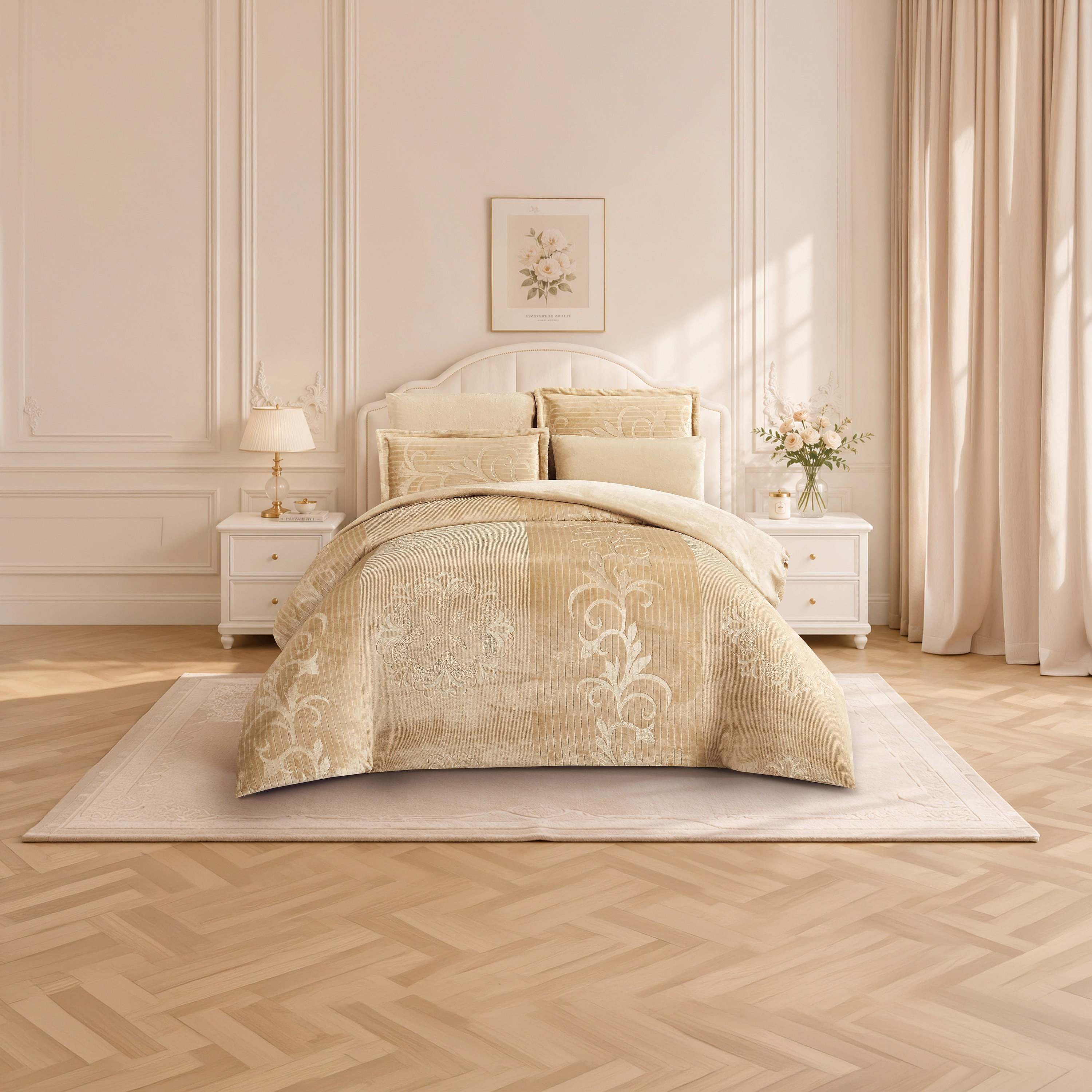 طقم لحاف مخملي فاخر من الفلانيل المنقوش بنمط خطوط شتوية من لايف ستايل - 170 × 240 سم-household-bedding-comfortersandbedspreads-comforters-image-26