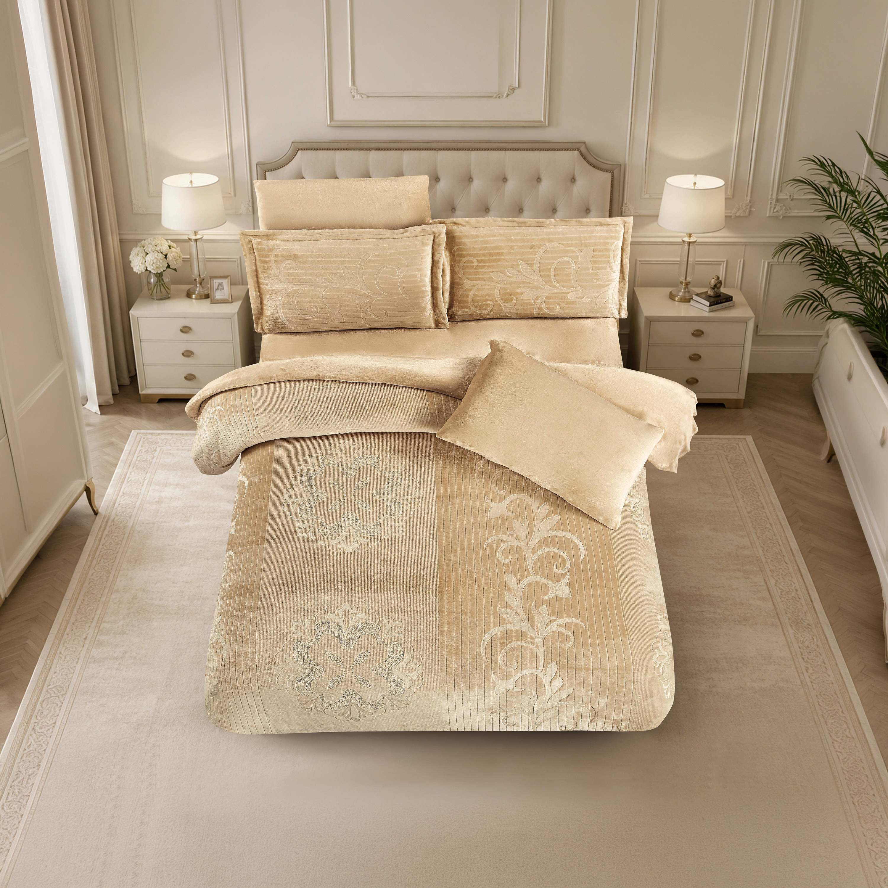 طقم لحاف مخملي فاخر من الفلانيل المنقوش بنمط خطوط شتوية من لايف ستايل - 170 × 240 سم-household-bedding-comfortersandbedspreads-comforters-image-27