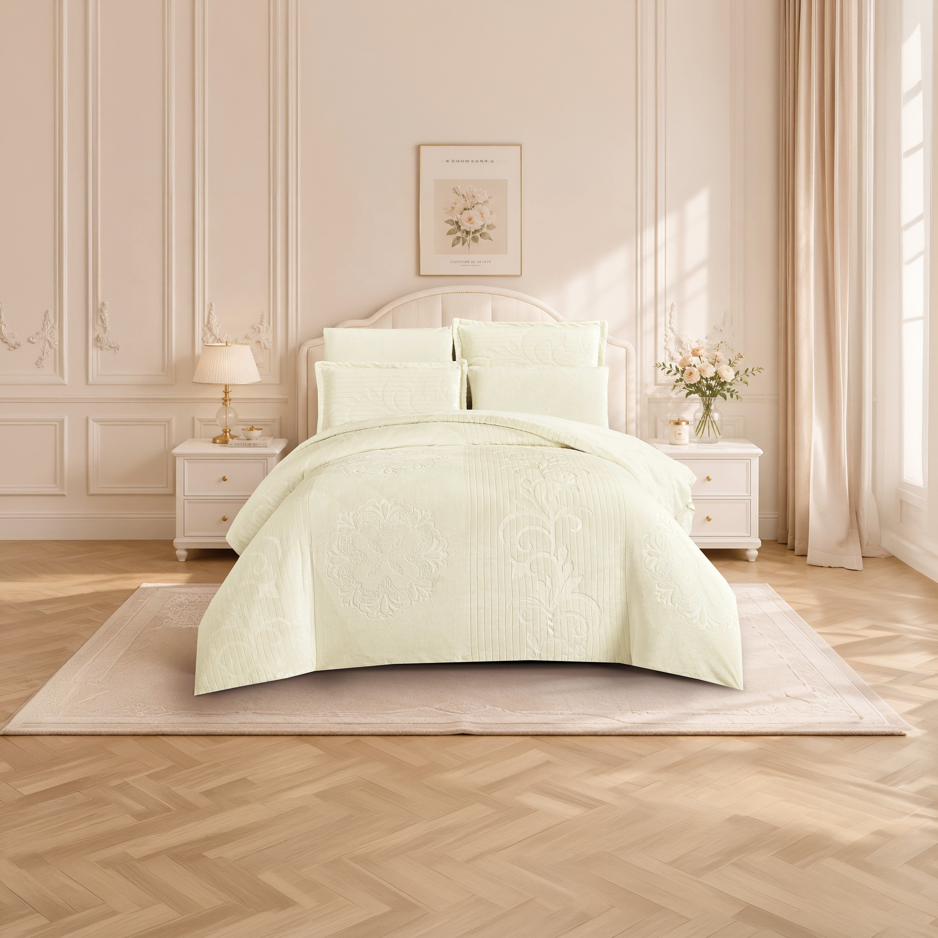 Unique Home Winter Stripe Embossed Flannel Plush Velvet Comforter Set - 170x240 cm-household-bedding-comfortersandbedspreads-comforters-image-2