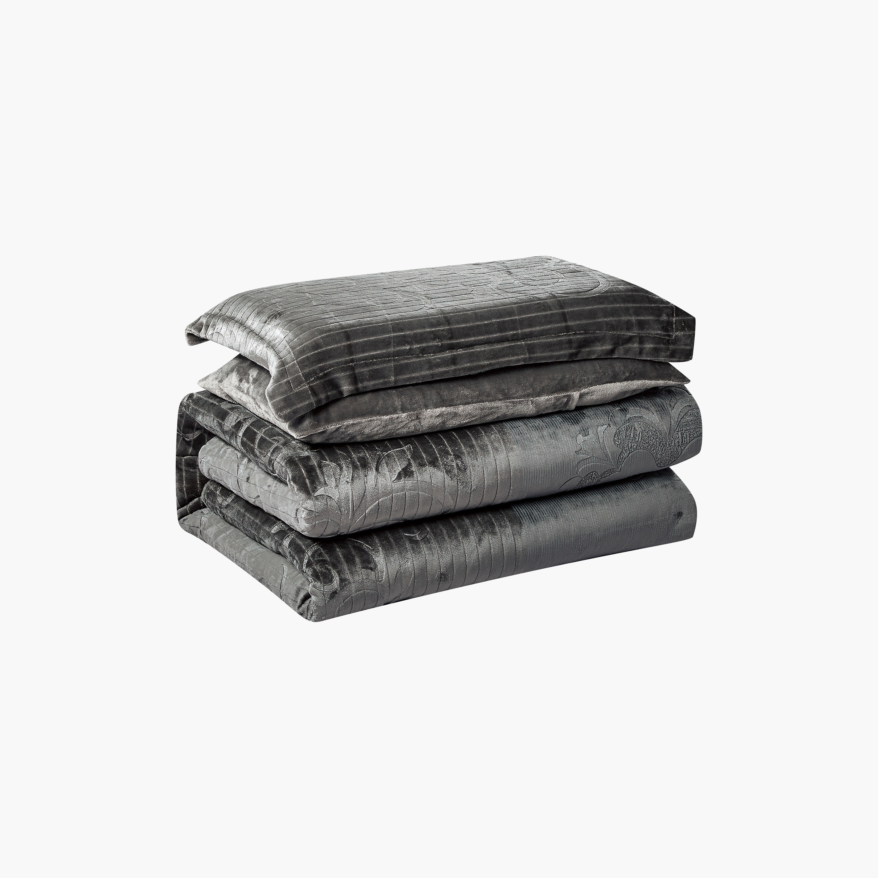 طقم لحاف مخملي فاخر من الفلانيل المنقوش بنمط خطوط شتوية من لايف ستايل - 170 × 240 سم-household-bedding-comfortersandbedspreads-comforters-image-47