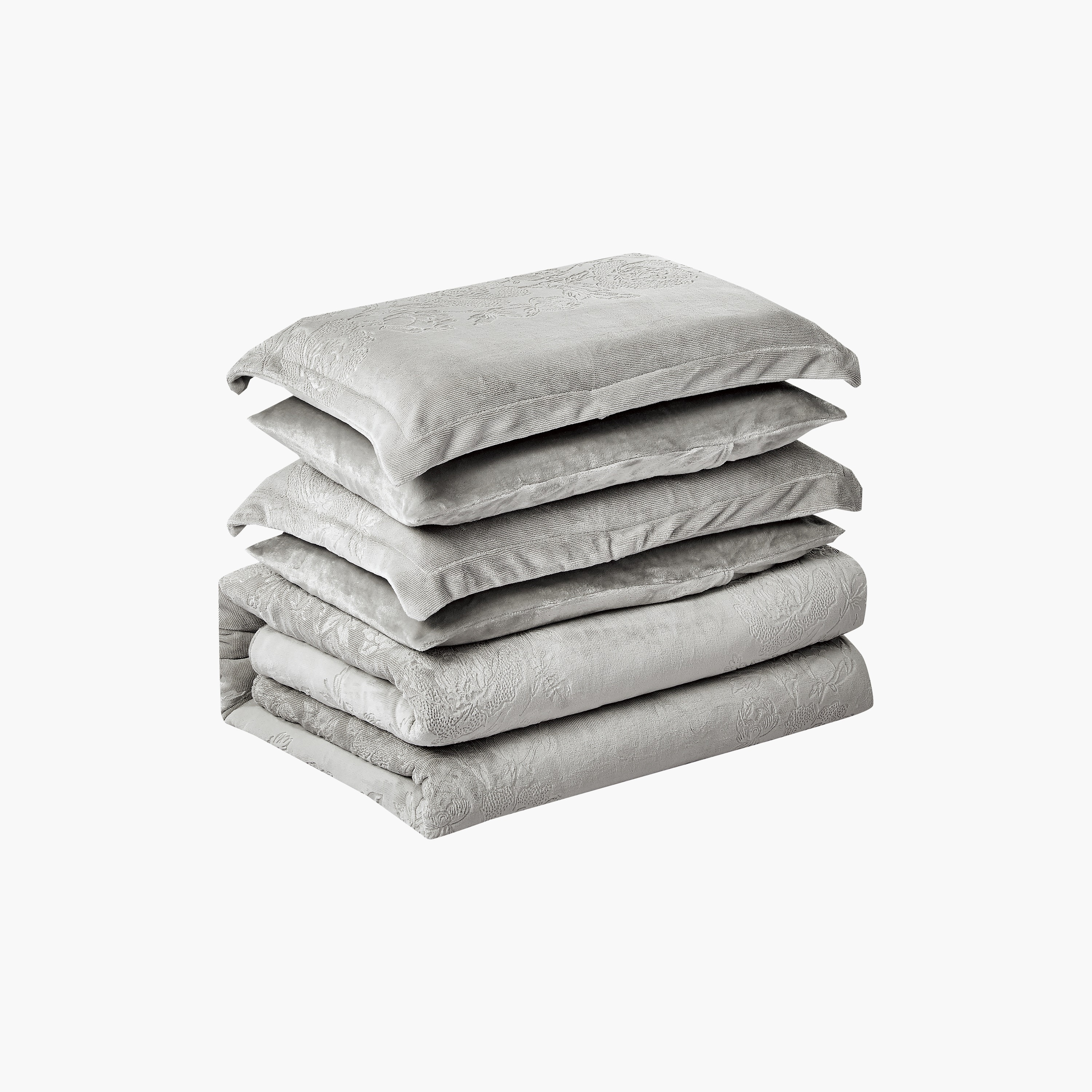 طقم لحاف مخملي فاخر من الفلانيل المنقوش بنمط خطوط شتوية من لايف ستايل - 260 × 240 سم-household-bedding-comfortersandbedspreads-comforters-image-55