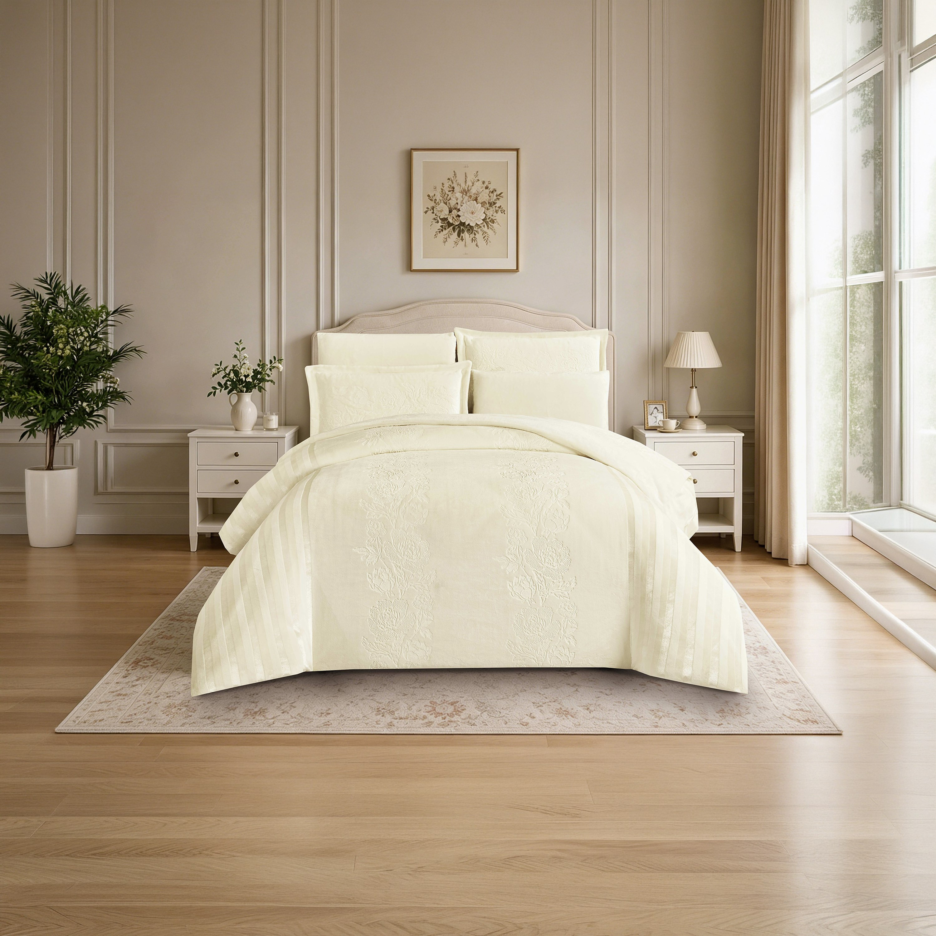 Unique Home Winter Stripe Embossed Flannel Plush Velvet Comforter Set - 260x240 cm-household-bedding-comfortersandbedspreads-comforters-image-2