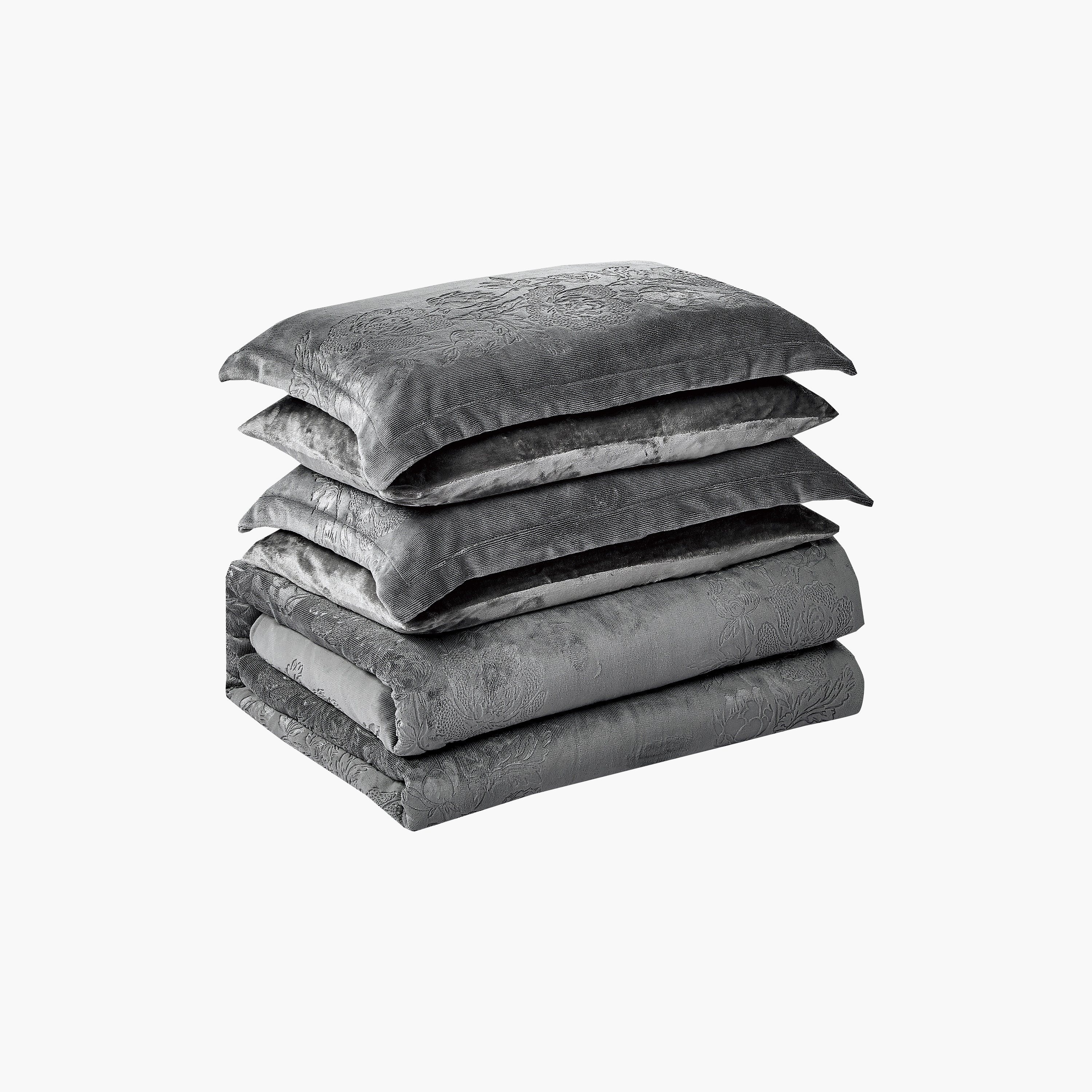 Unique Home Winter Stripe Embossed Flannel Plush Velvet Comforter Set - 260x240 cm-household-bedding-comfortersandbedspreads-comforters-image-7