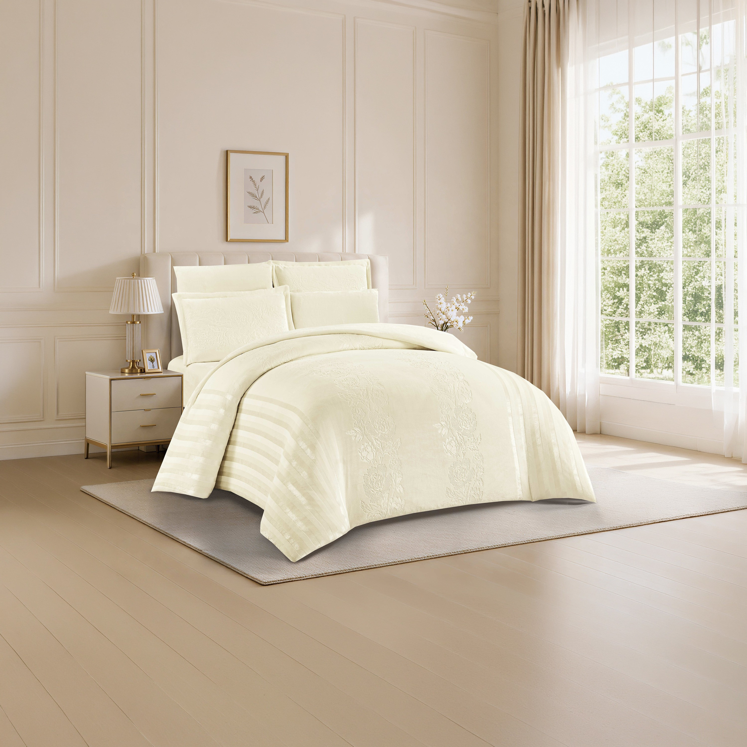 طقم لحاف مخملي فاخر من الفلانيل المنقوش بنمط خطوط شتوية من لايف ستايل - 170 × 240 سم-household-bedding-comfortersandbedspreads-comforters-image-81